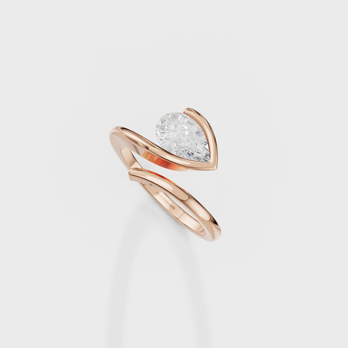 1ct Pear Cut Diamond Curved Bypass Ring