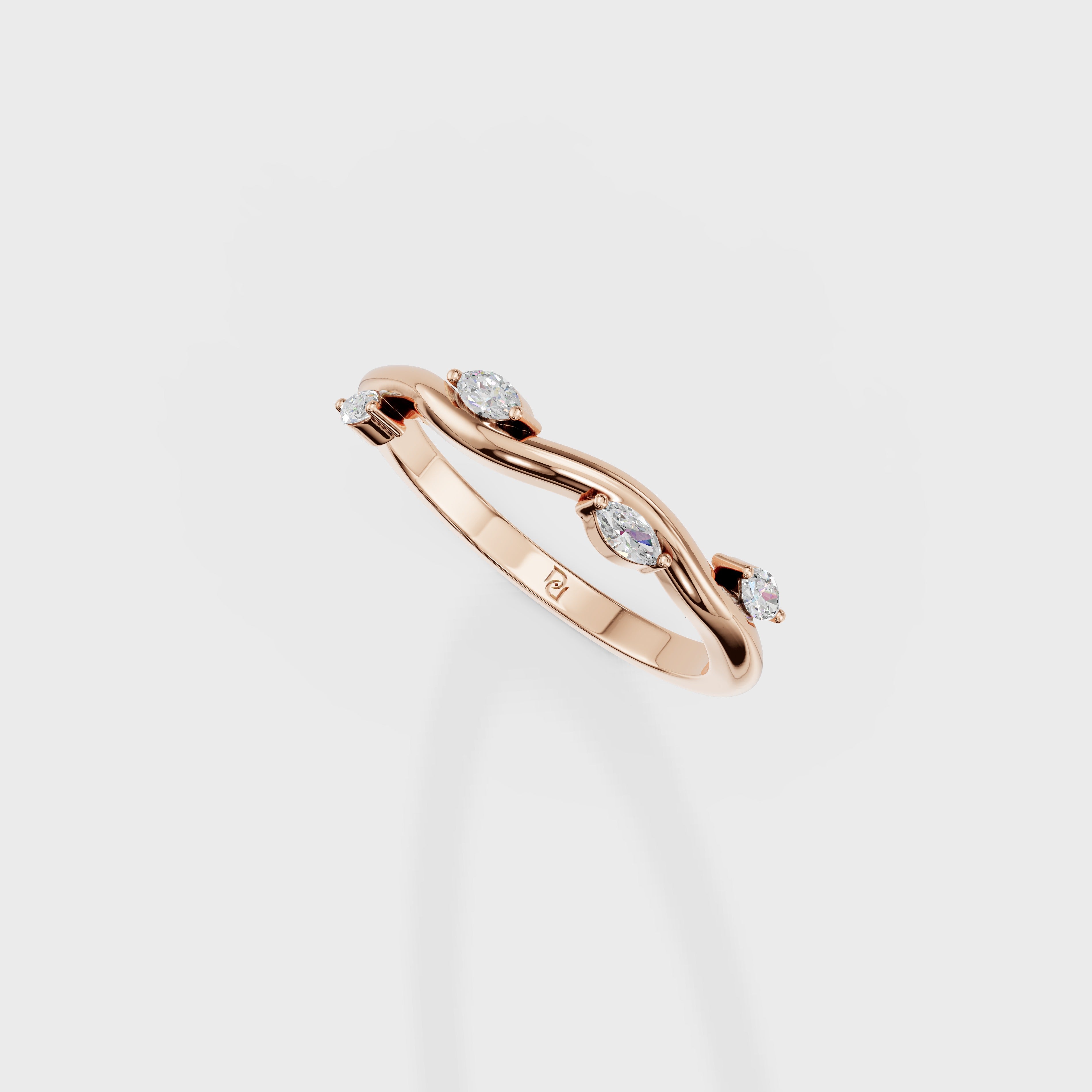 Wave Theme Marquise Diamond Ring