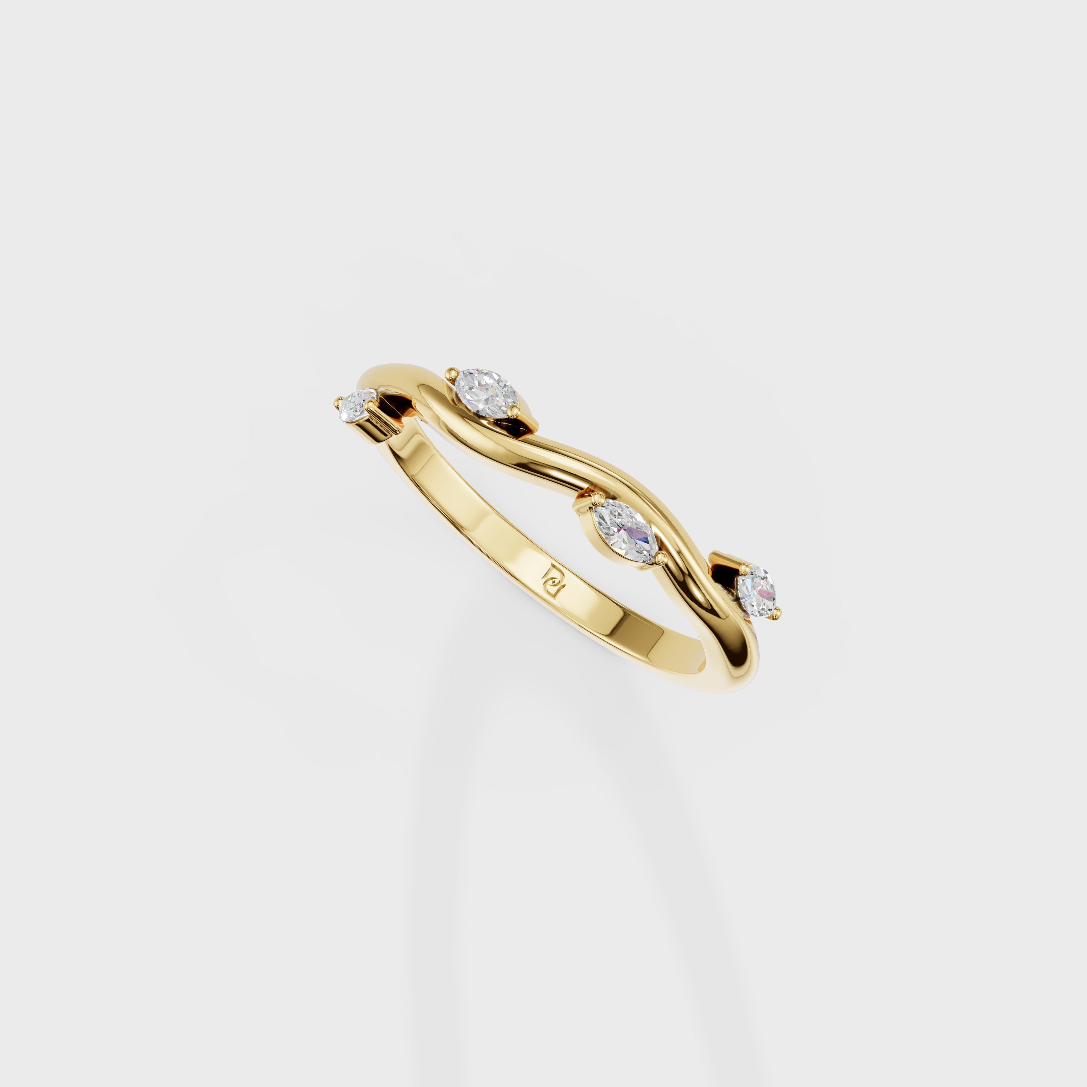 Wave Theme Marquise Diamond Ring