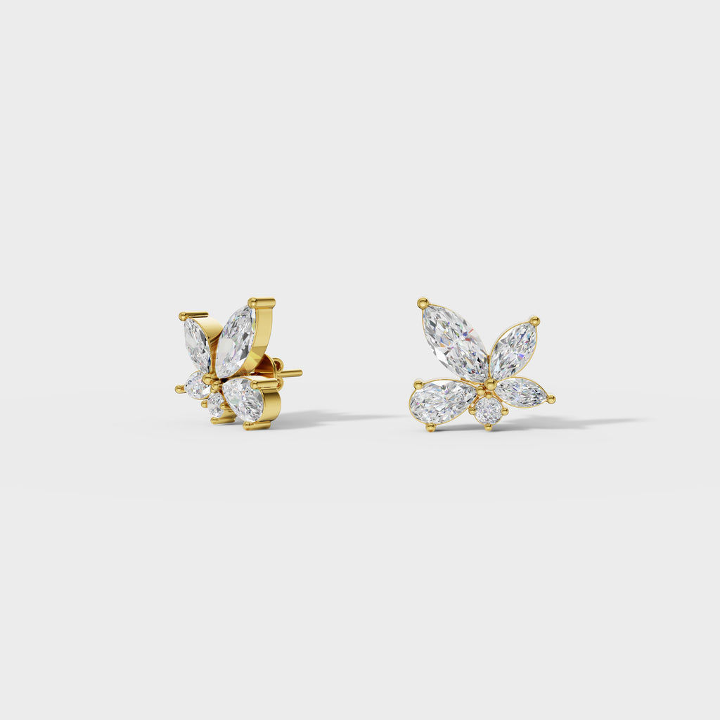 Marquise & Pear Diamond Cluster Earrings