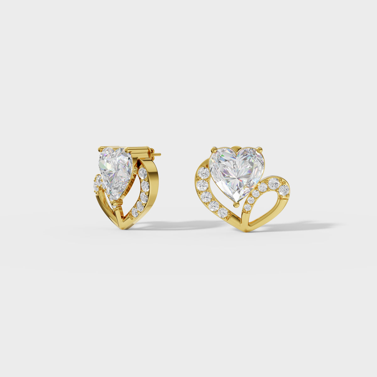 Love's Embrace Diamond Heart Stud Earrings