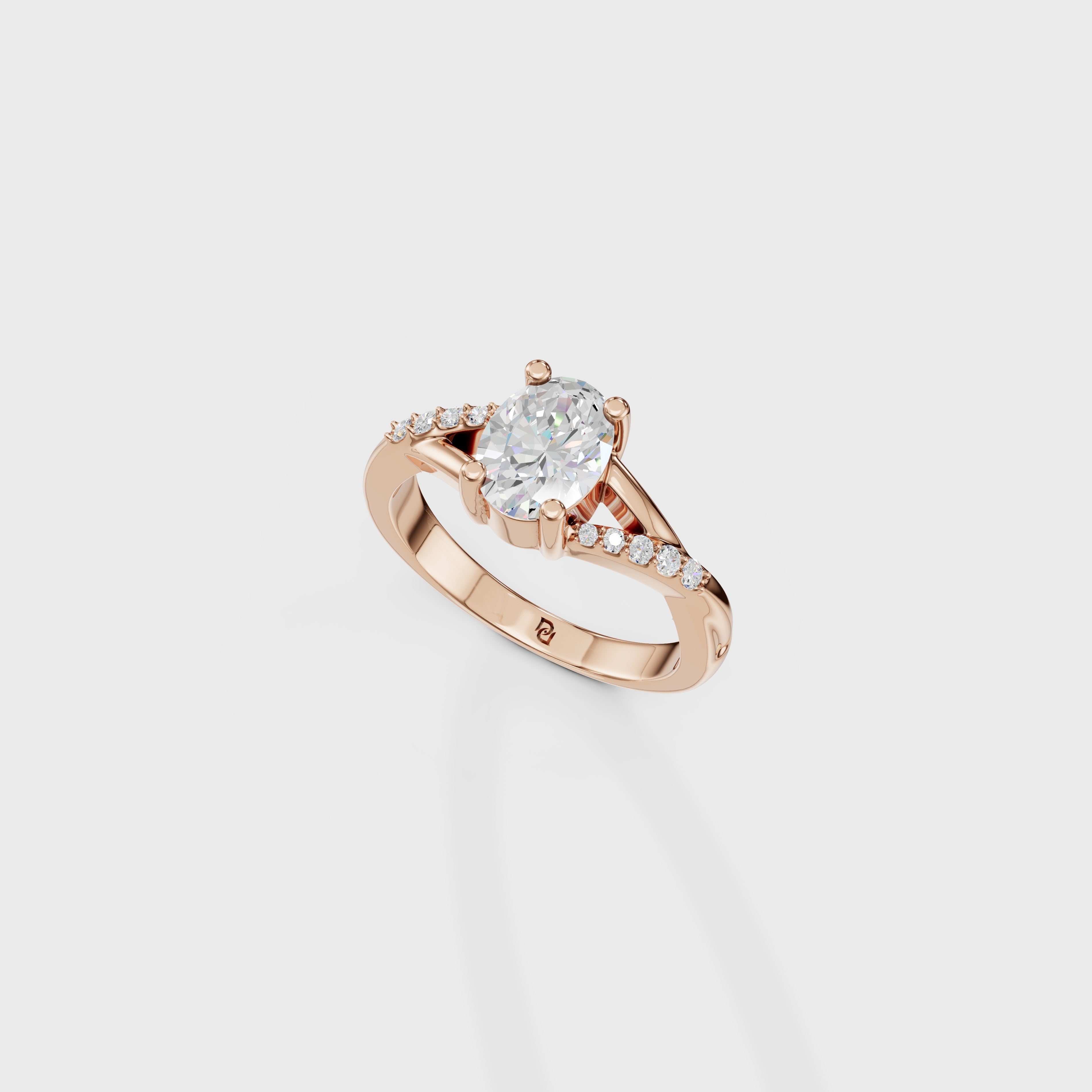 Cathedral Oval Cut Engagement Ring