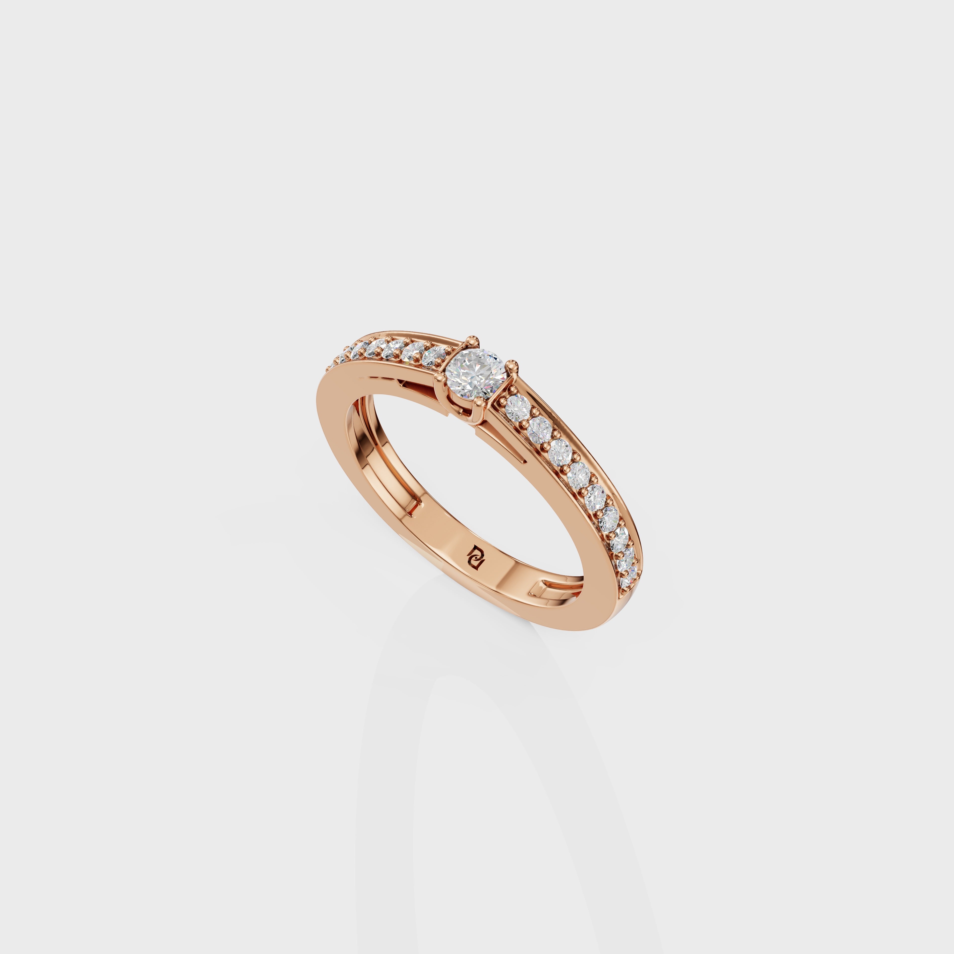 Round Cut  Ring with Channel Set Band