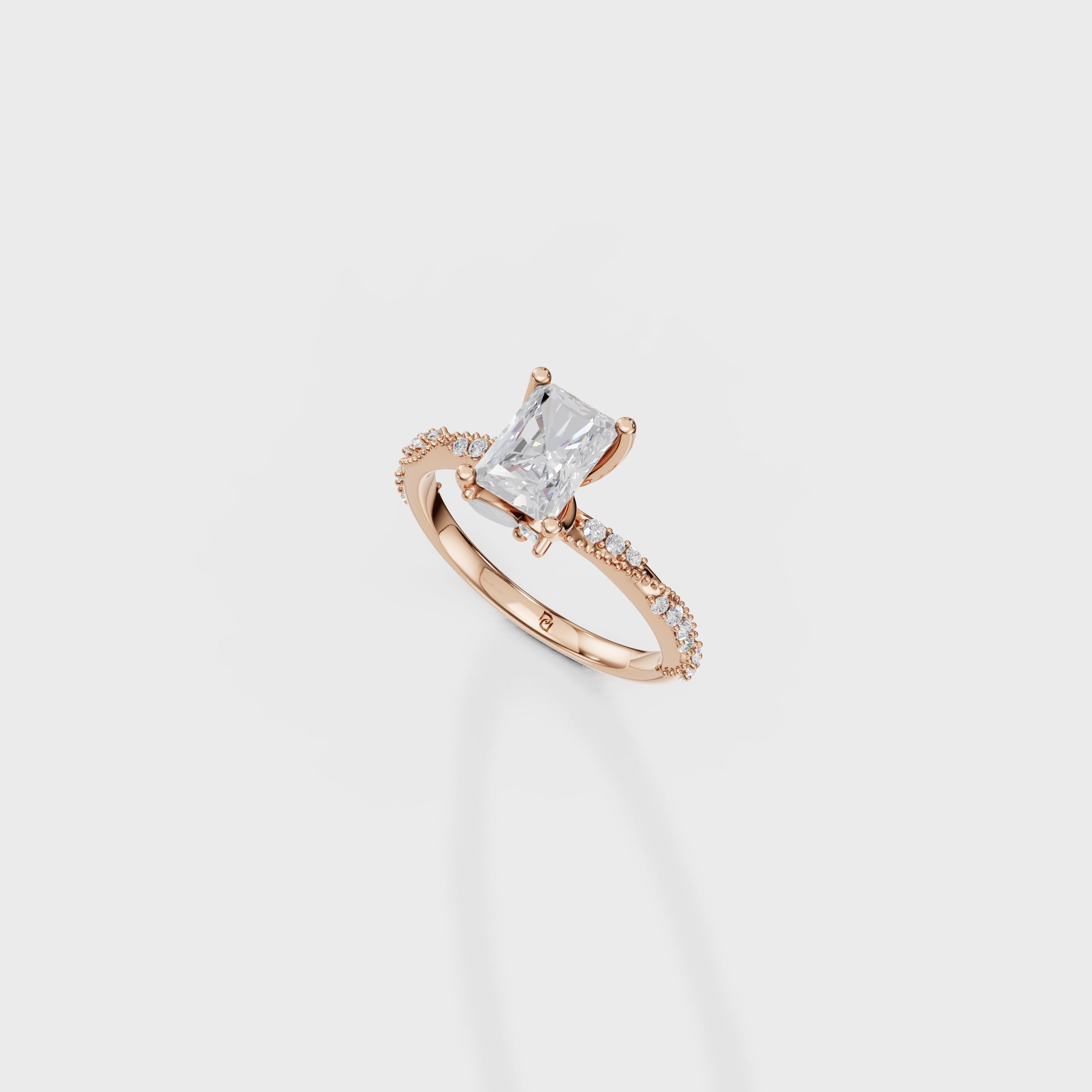 Elegant Radiant Cathedral Style Ring
