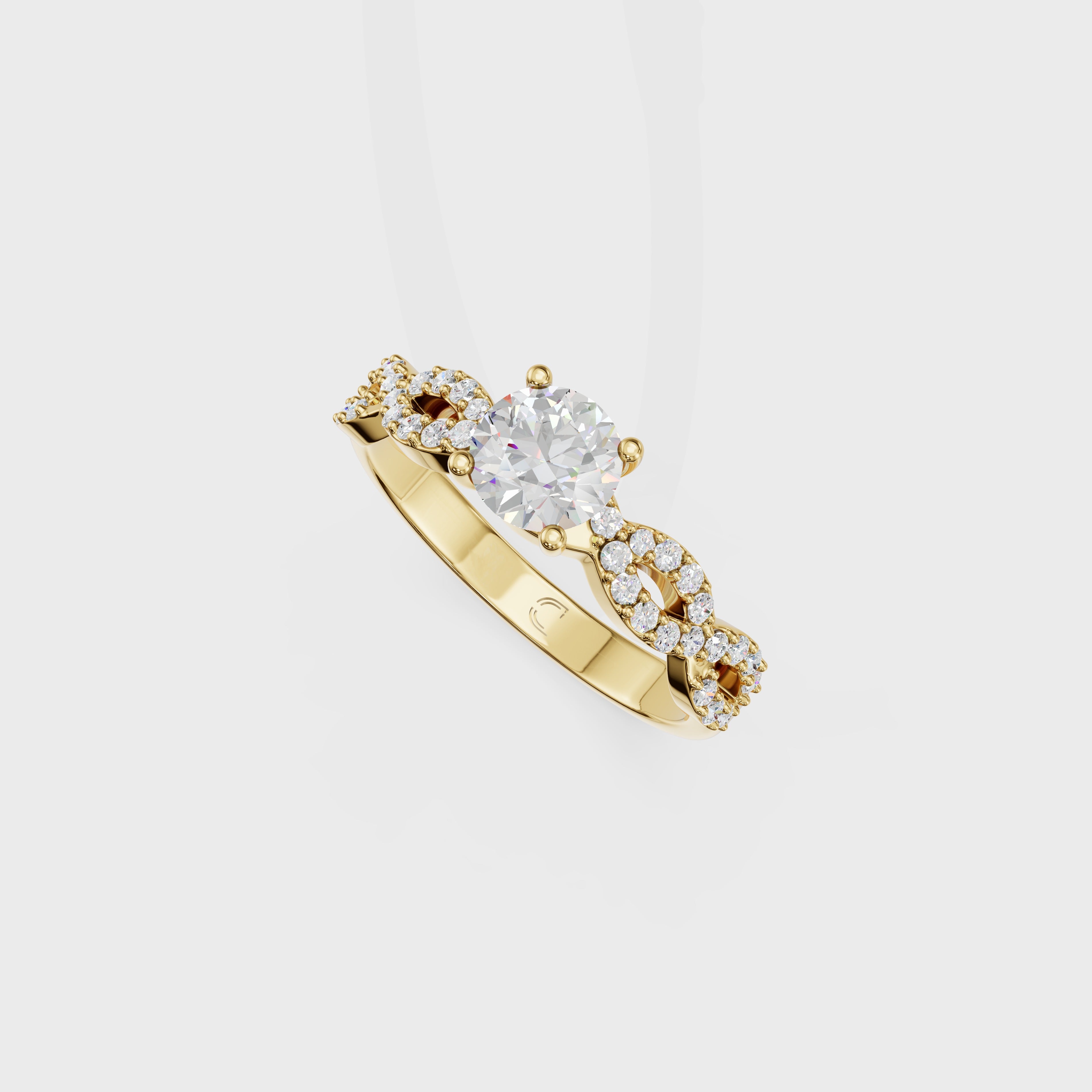 0.45 Round Cut Diamond Pave Twist Engagement Ring