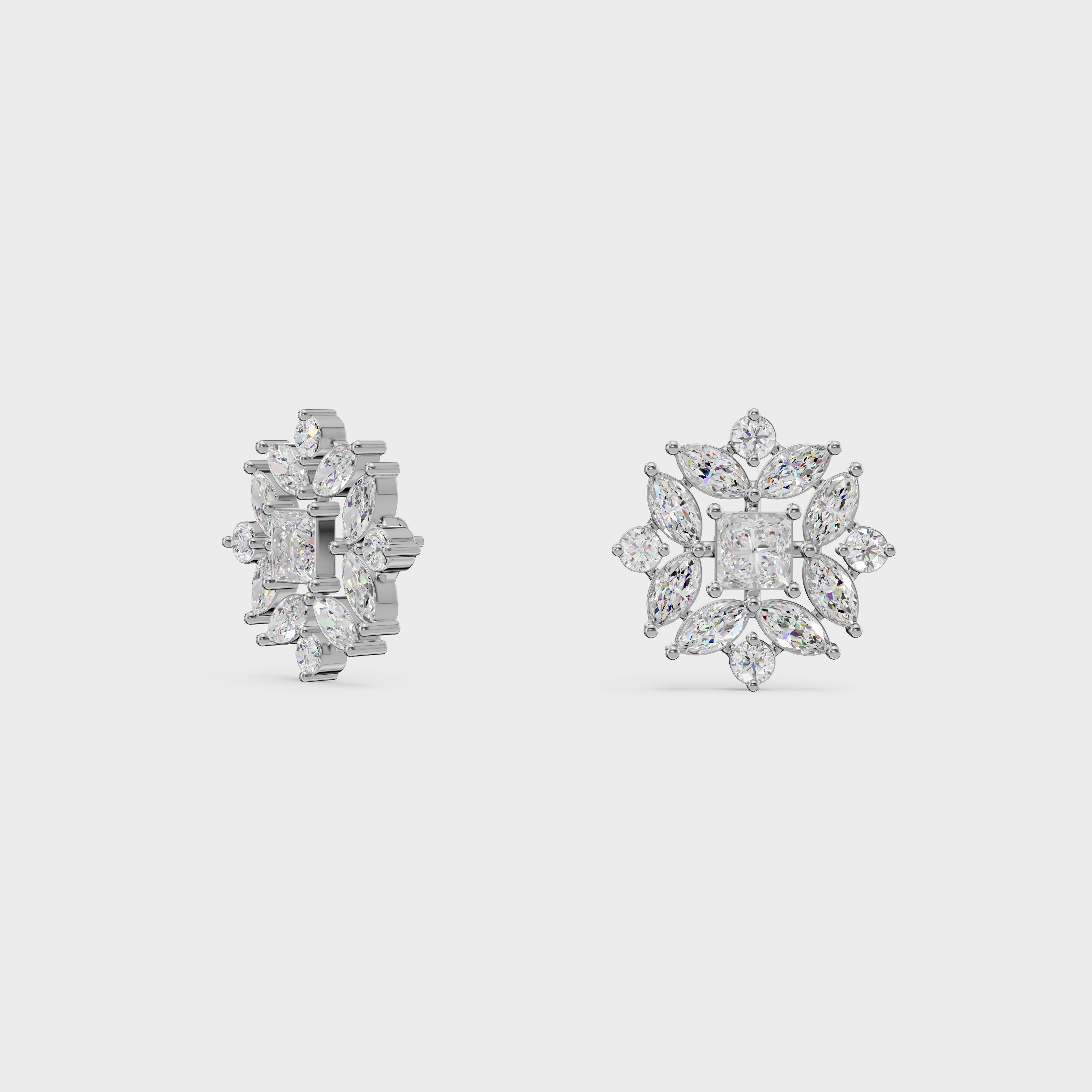 Floral Diamond Stud Earrings