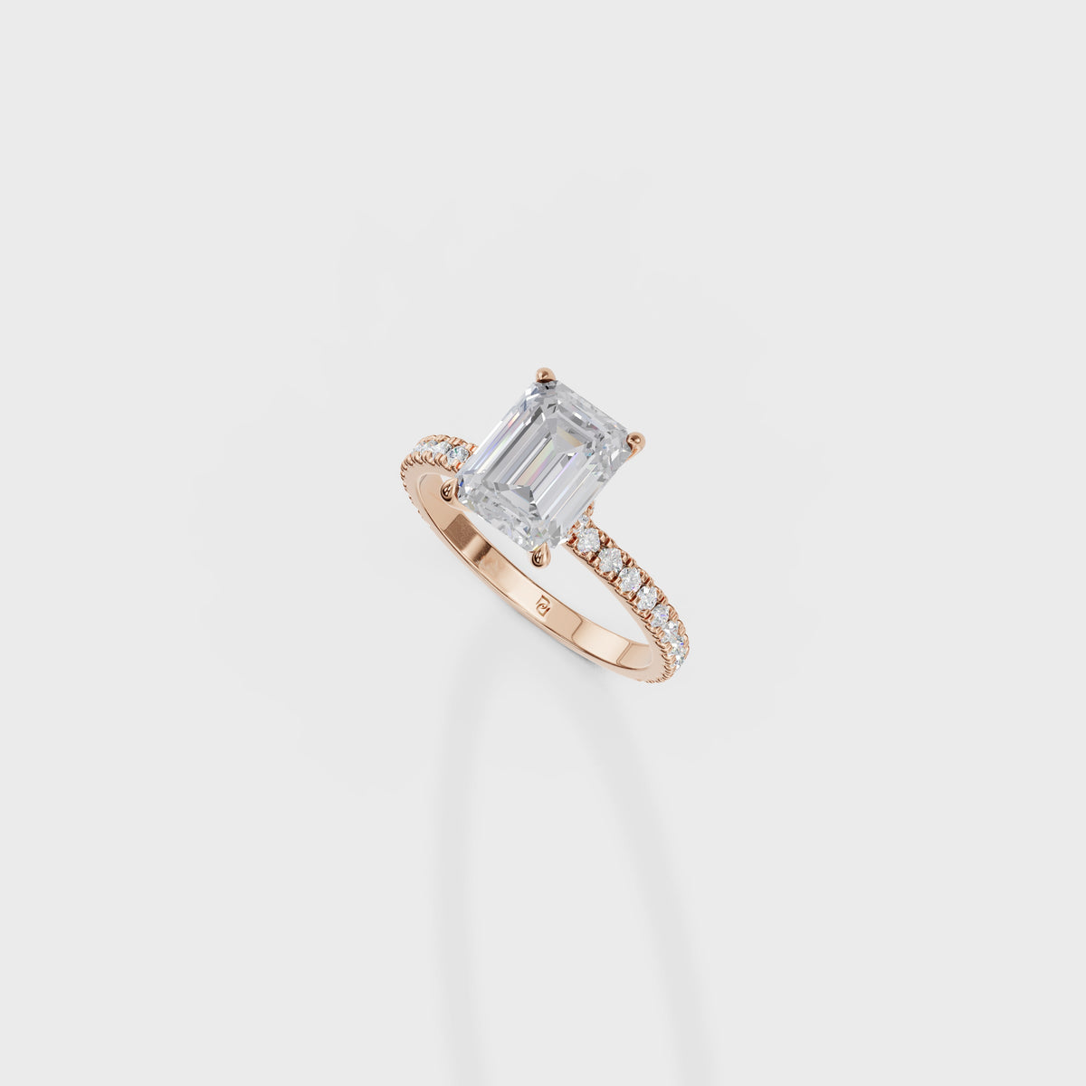 2ct Emerald Cut Engagement Ring with Pave Band