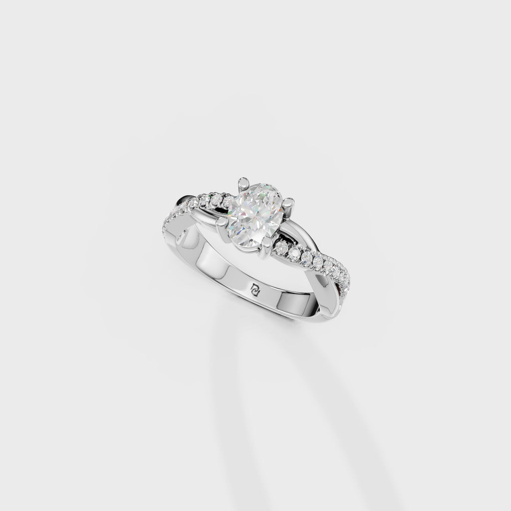 0.75ct Oval Cut Round Twisted Shank Ring