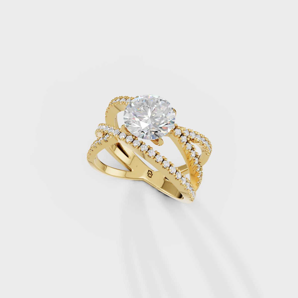 2ct Round Criss Cross Engagement Ring