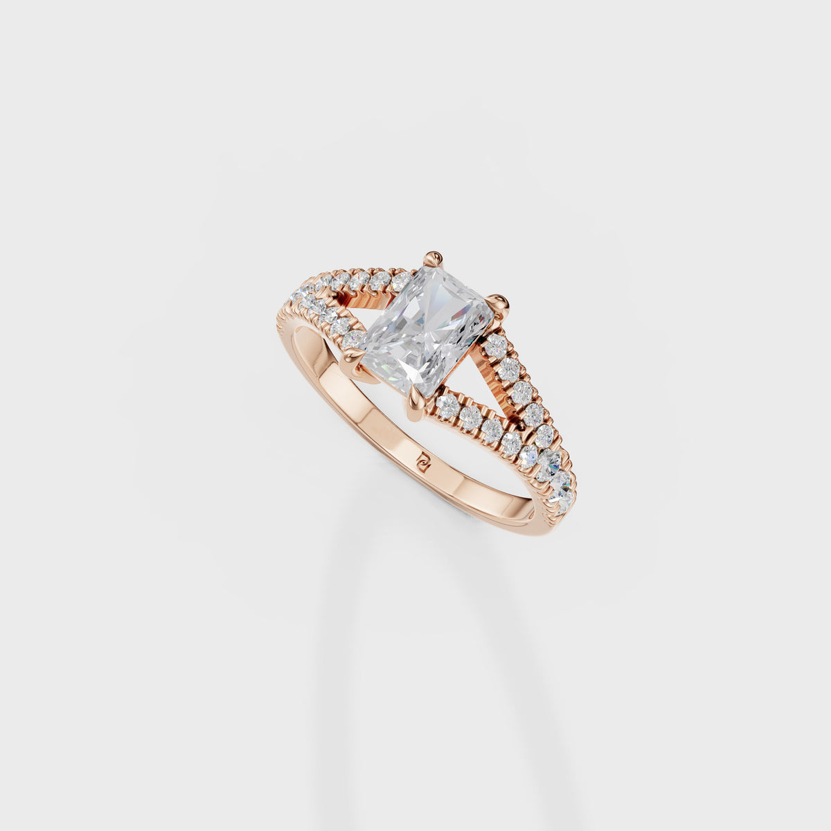 1ct Radiant Cut Double Band Engagement Ring