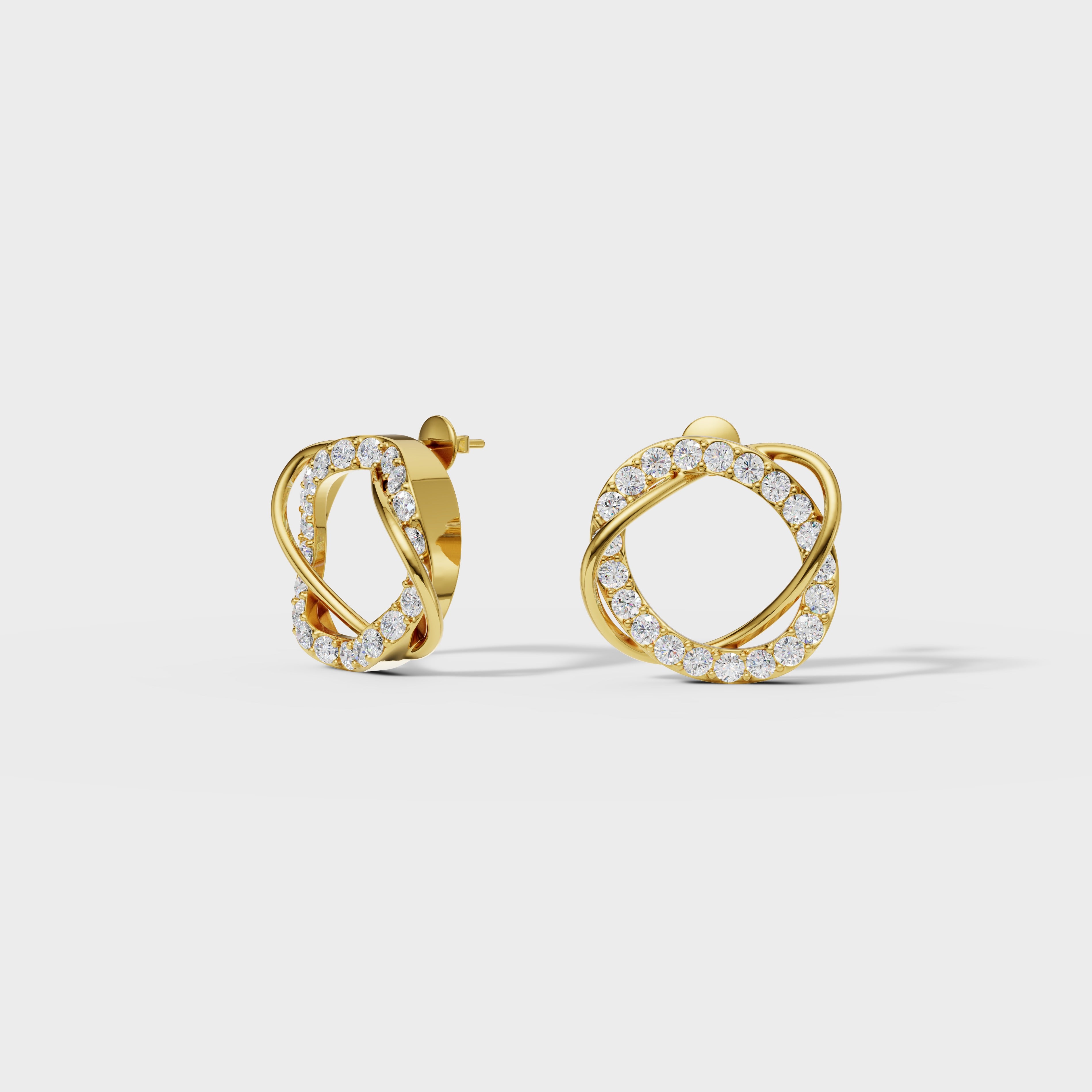 Pave Diamond Knot Stud Earrings