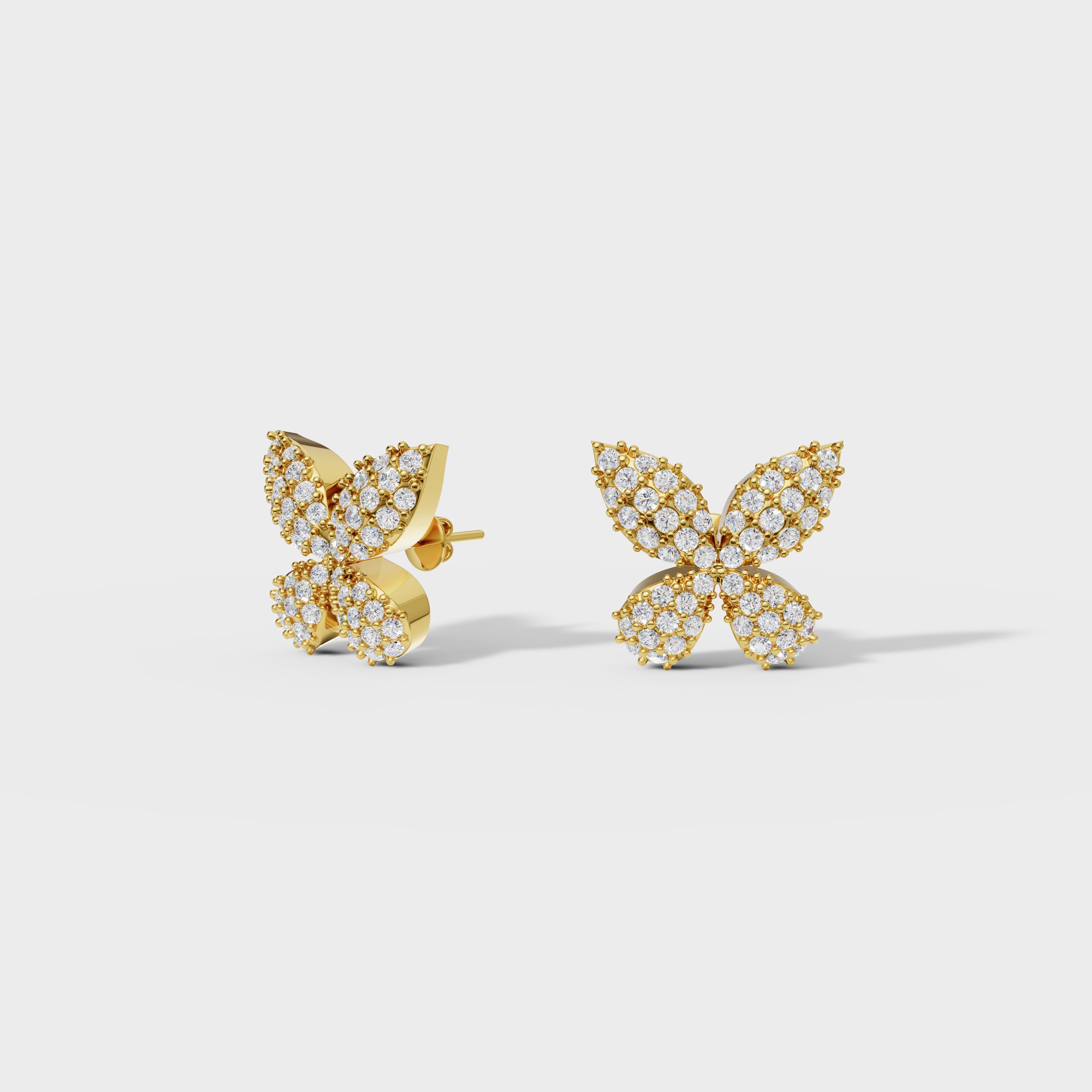 Diamond Pave Butterfly Stud Earrings
