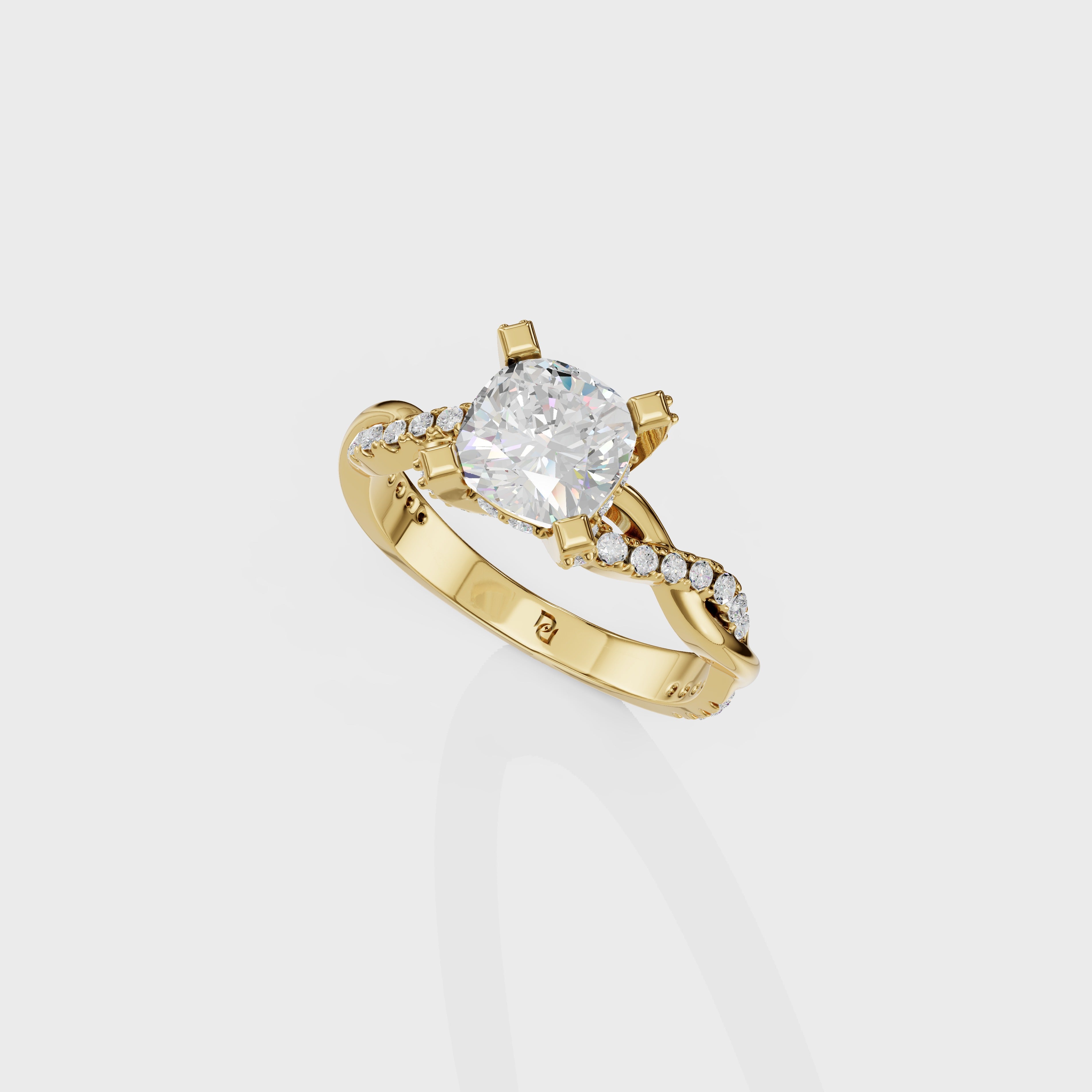 Kelly Cushion Cut Twist Engagement Ring