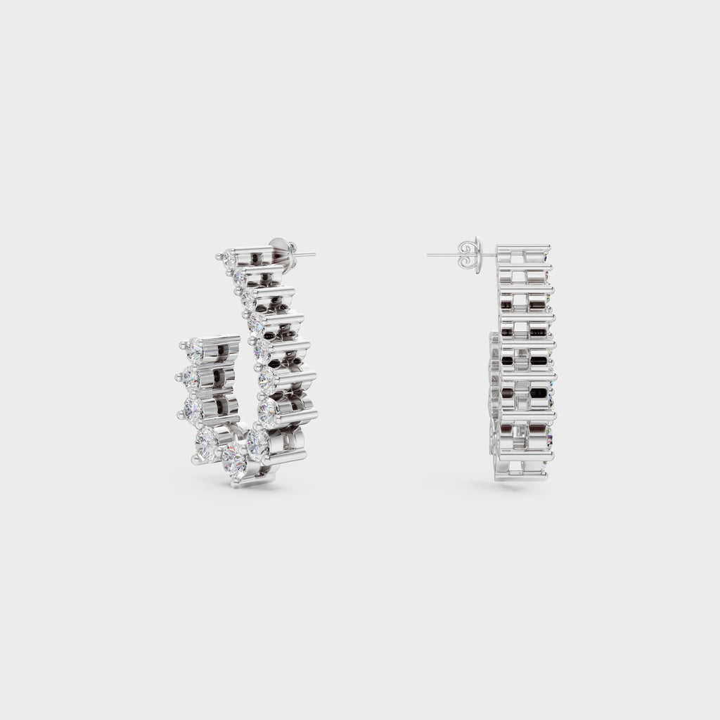 Diamond Arc Stud Earrings