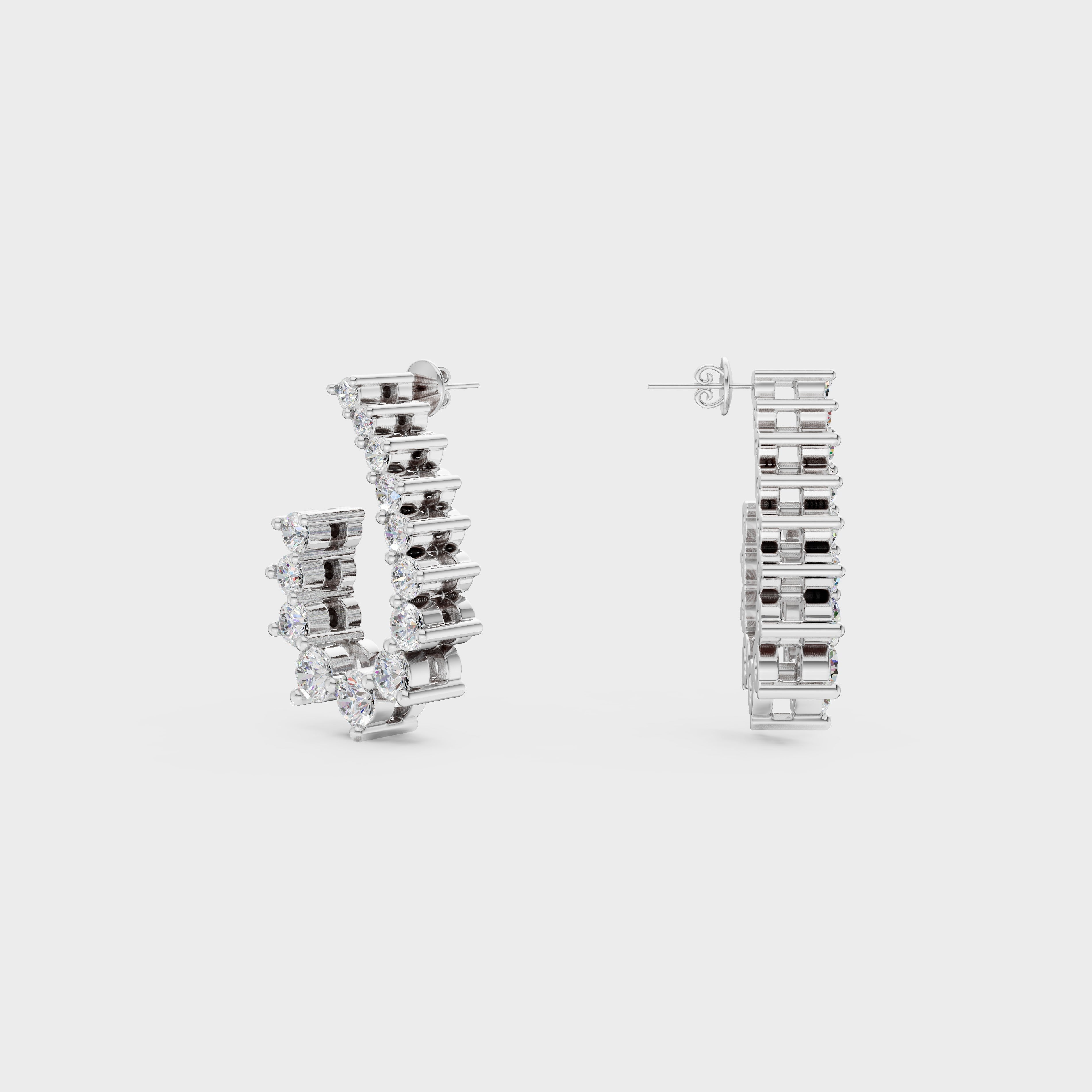 Diamond Arc Stud Earrings