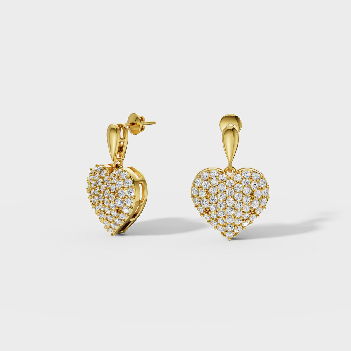 Diamond Heart Drop Earrings