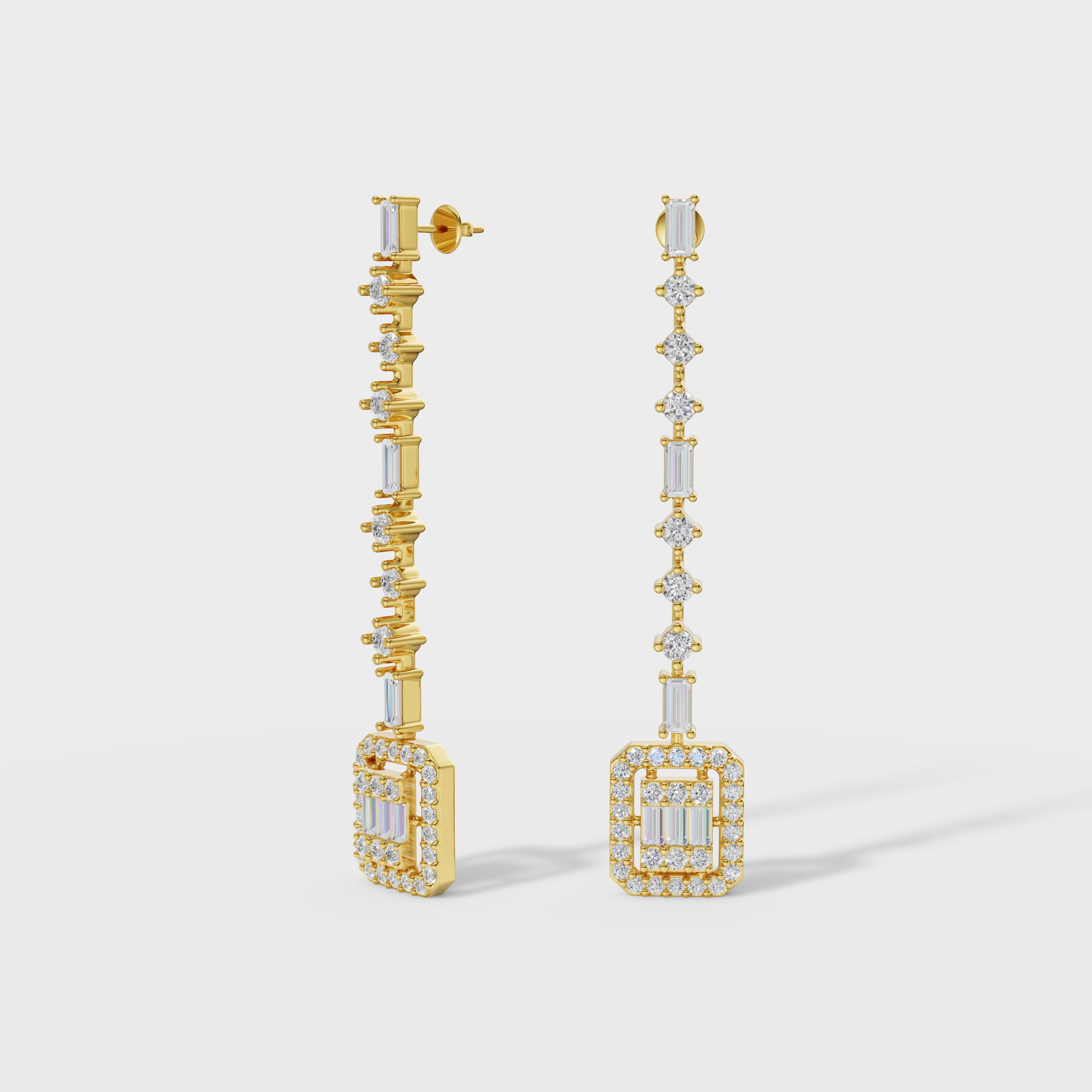 Geometric Diamond Drop Earrings