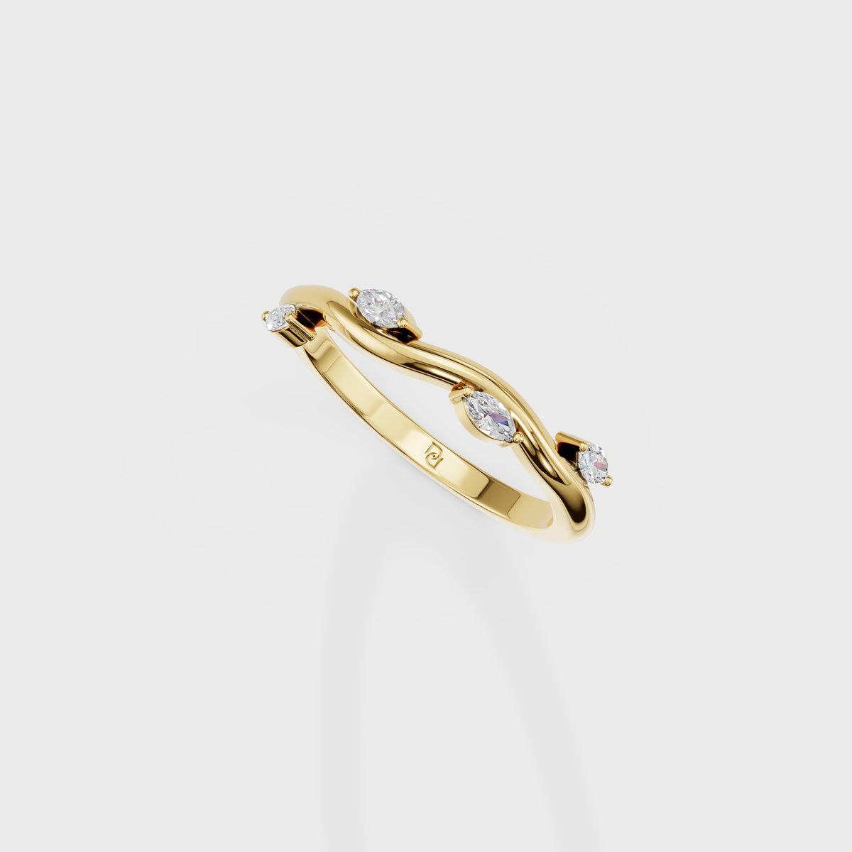 Wave Theme Marquise Diamond Ring