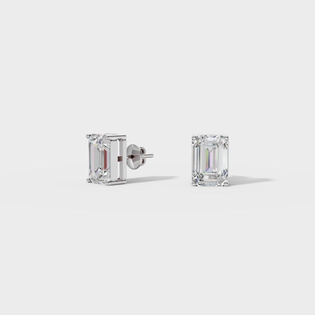 Emerald Cut Diamond Stud Earrings