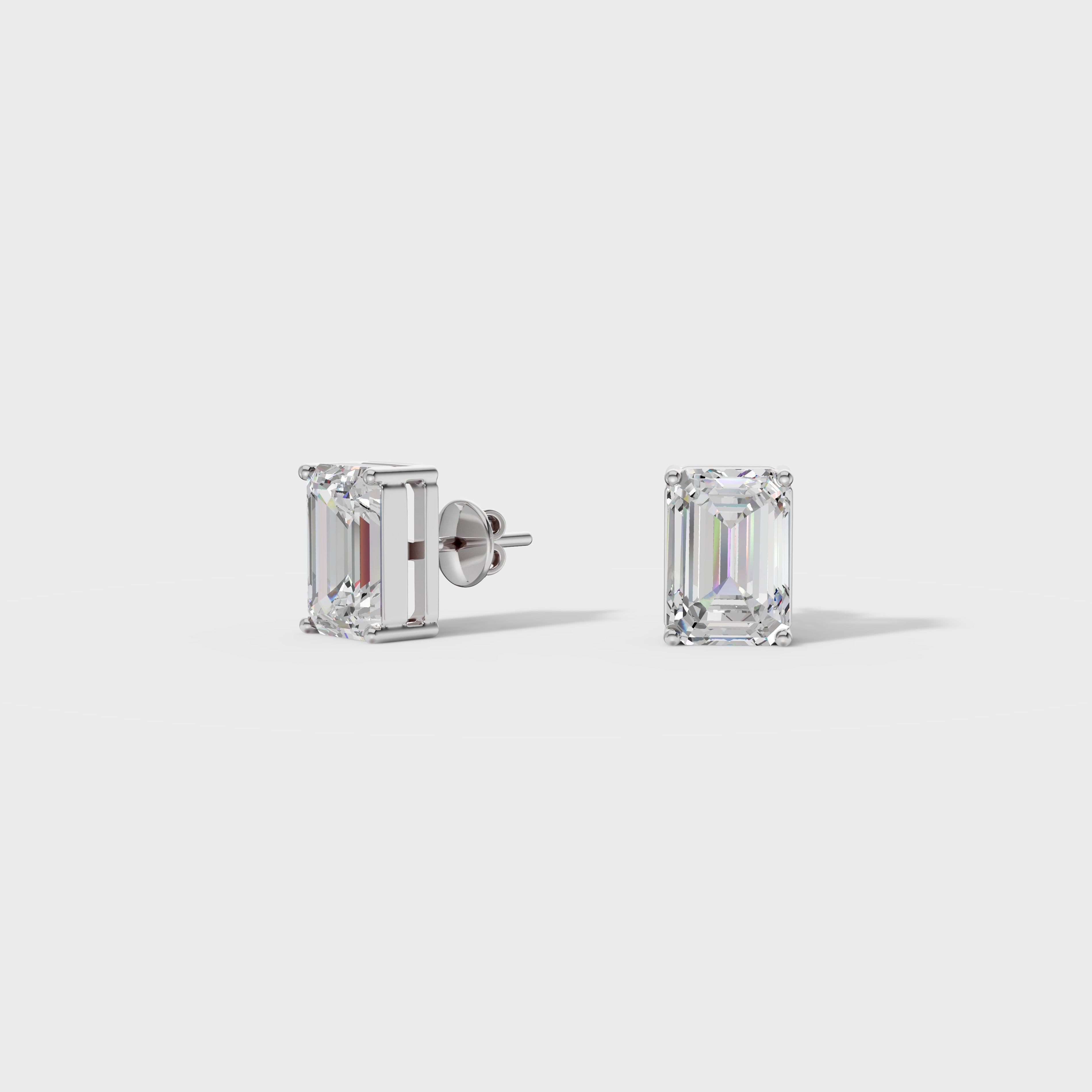 Emerald Cut Diamond Stud Earrings