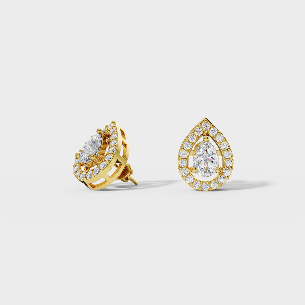 Pear Halo Stud Earrings