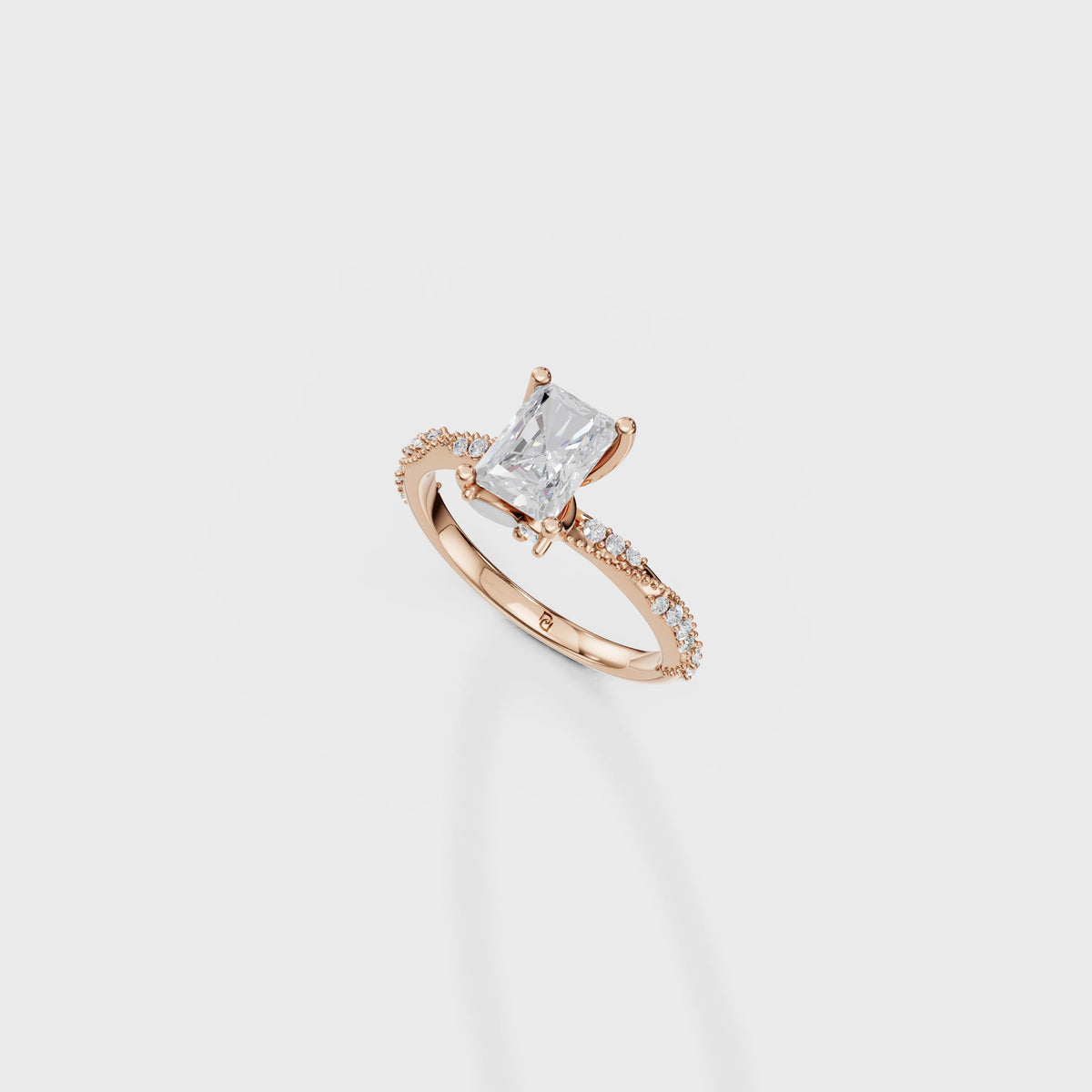 Elegant 1.30ct Radiant Cathedral Style Ring