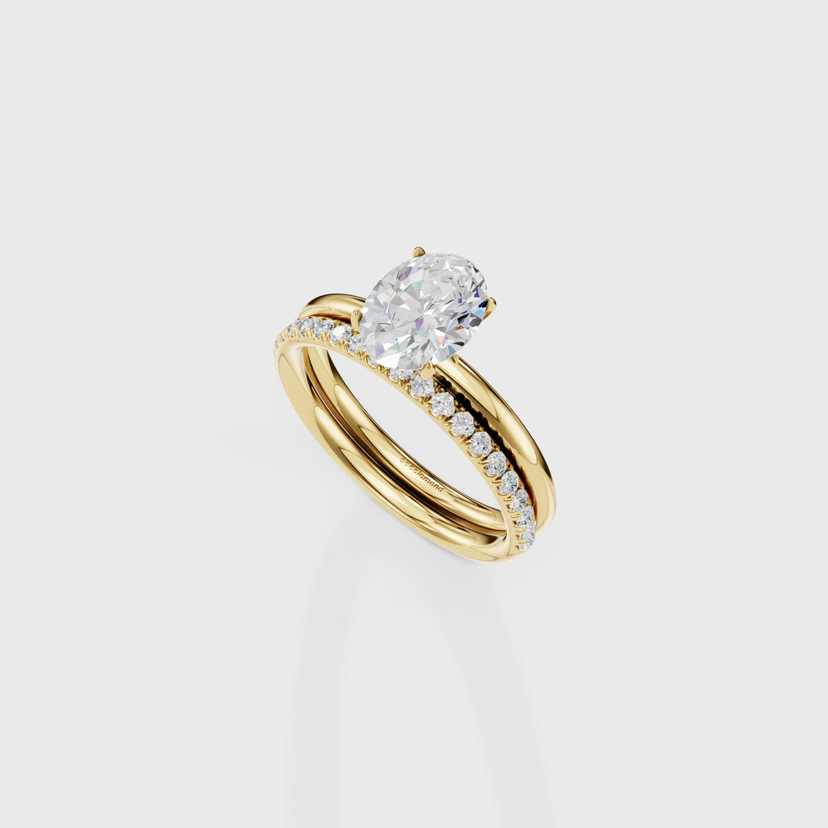 1.20ct Oval Solitaire Diamond Bridal Set With Pave Band
