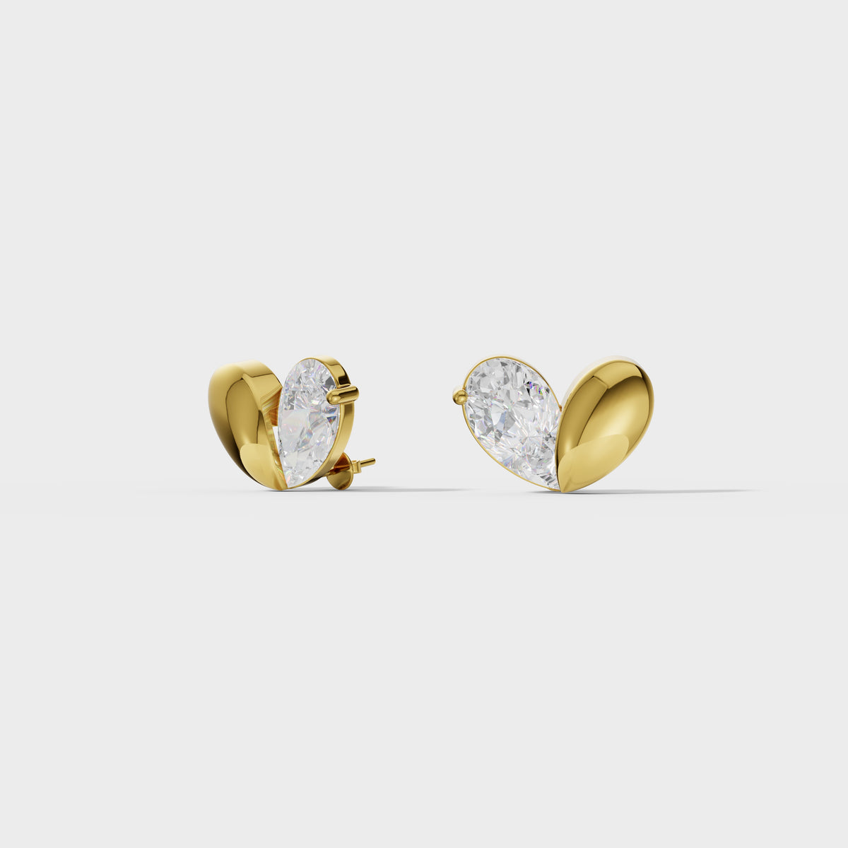 Heart Shaped Diamond Stud Earrings