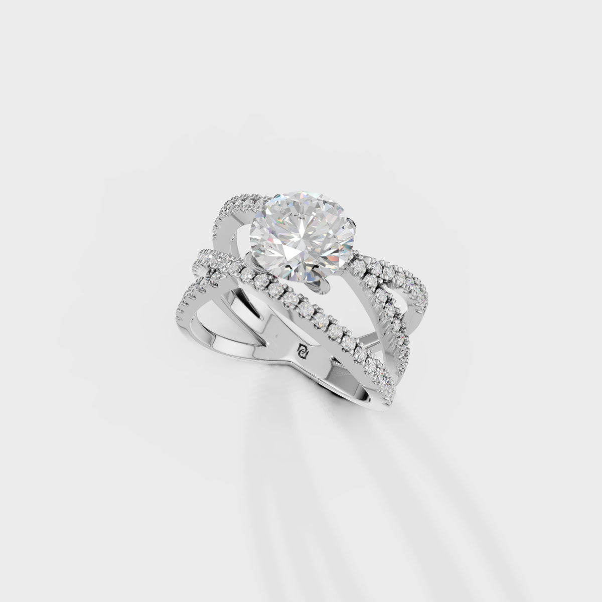 2ct Round Criss Cross Engagement Ring