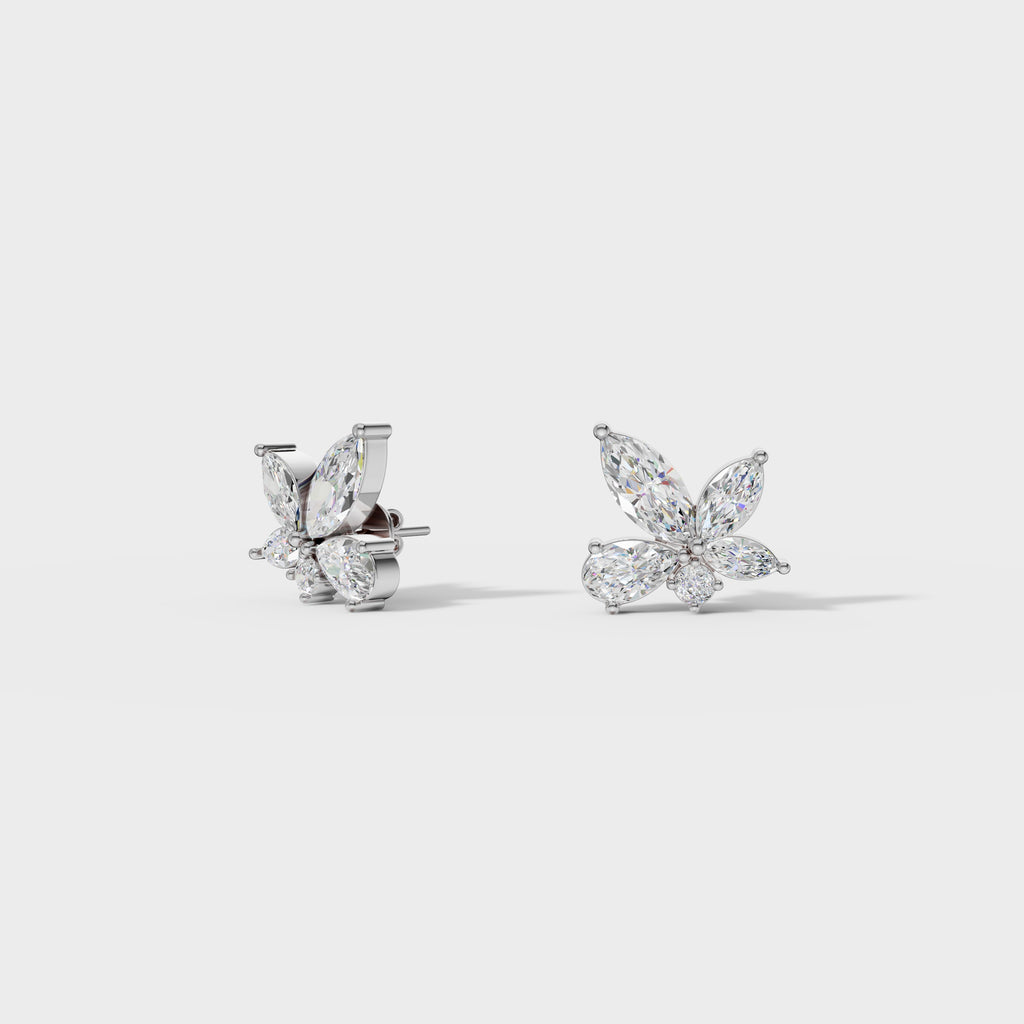 Marquise & Pear Diamond Cluster Earrings