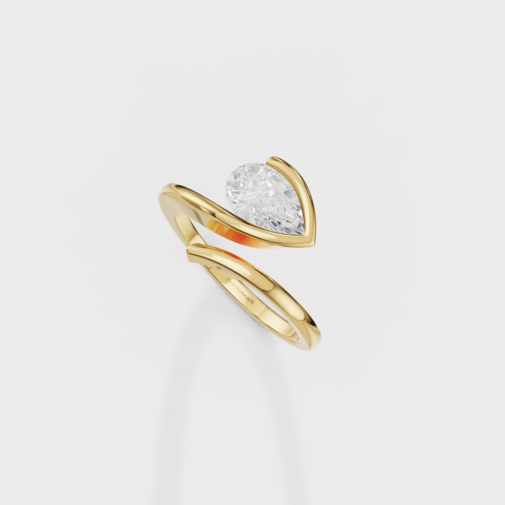 Curved Bypass Pear Ring