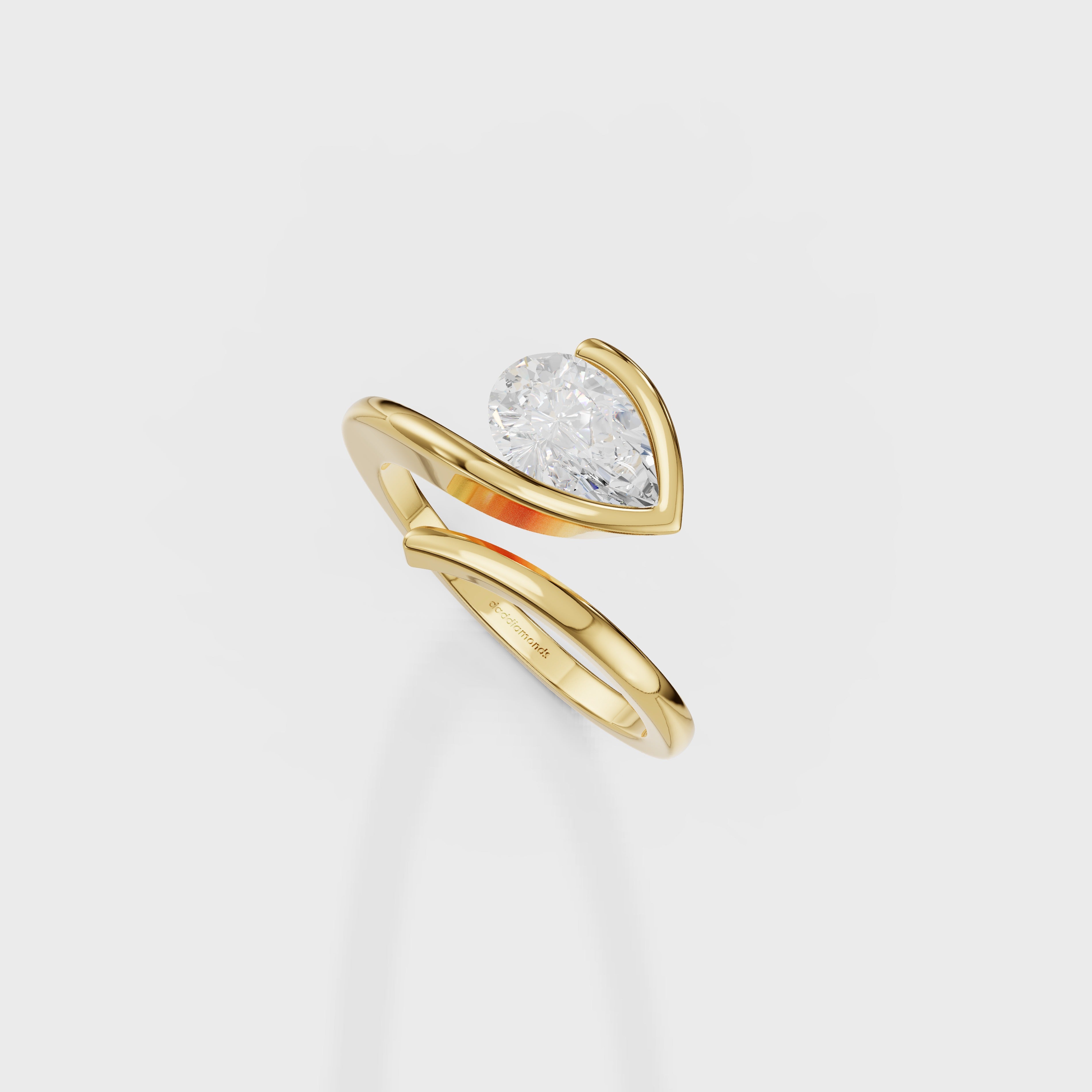 Curved Bypass Pear Ring