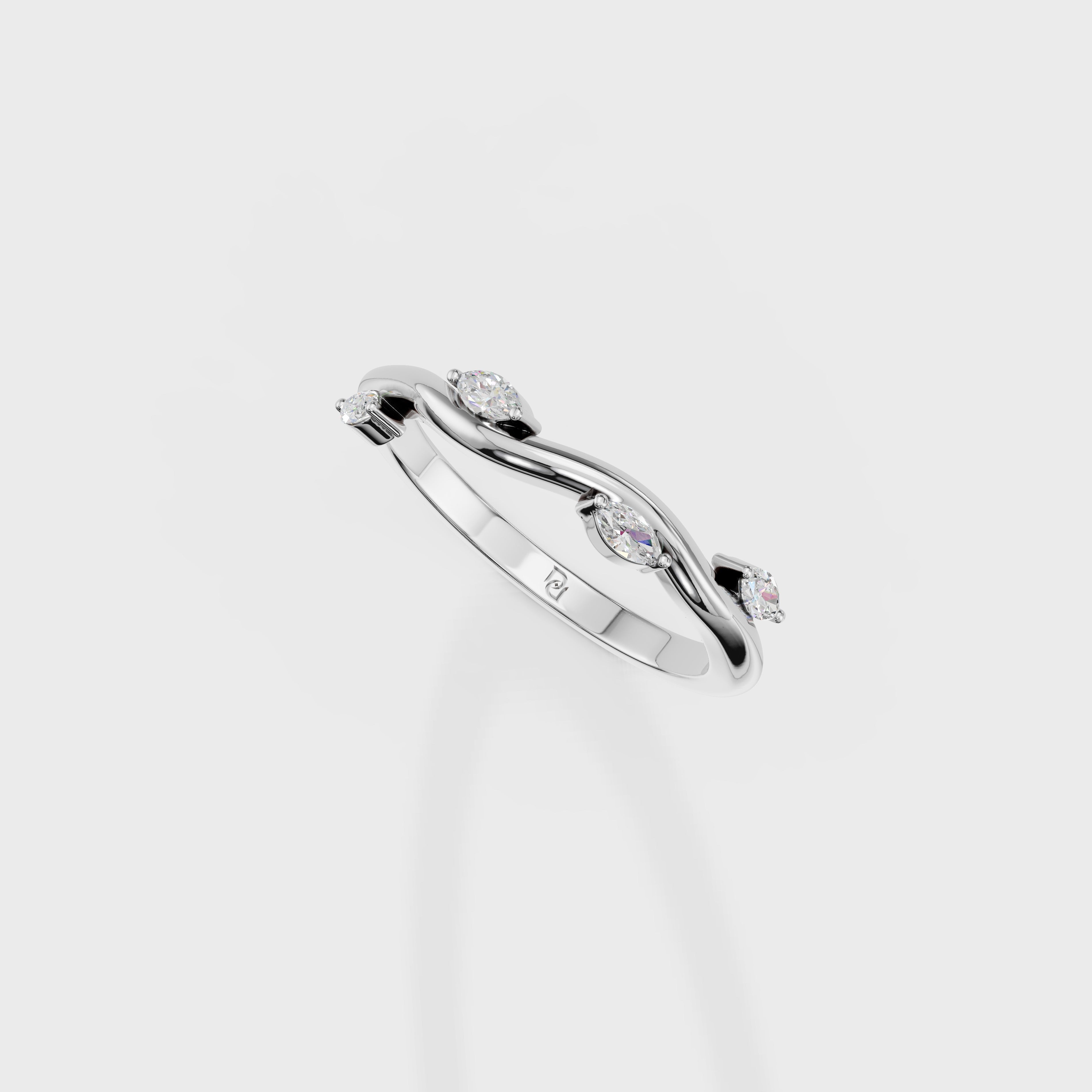Wave Theme Marquise Diamond Ring