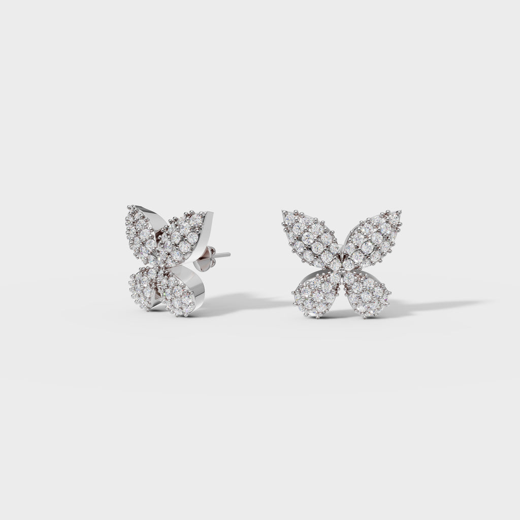 Diamond Pave Butterfly Stud Earrings
