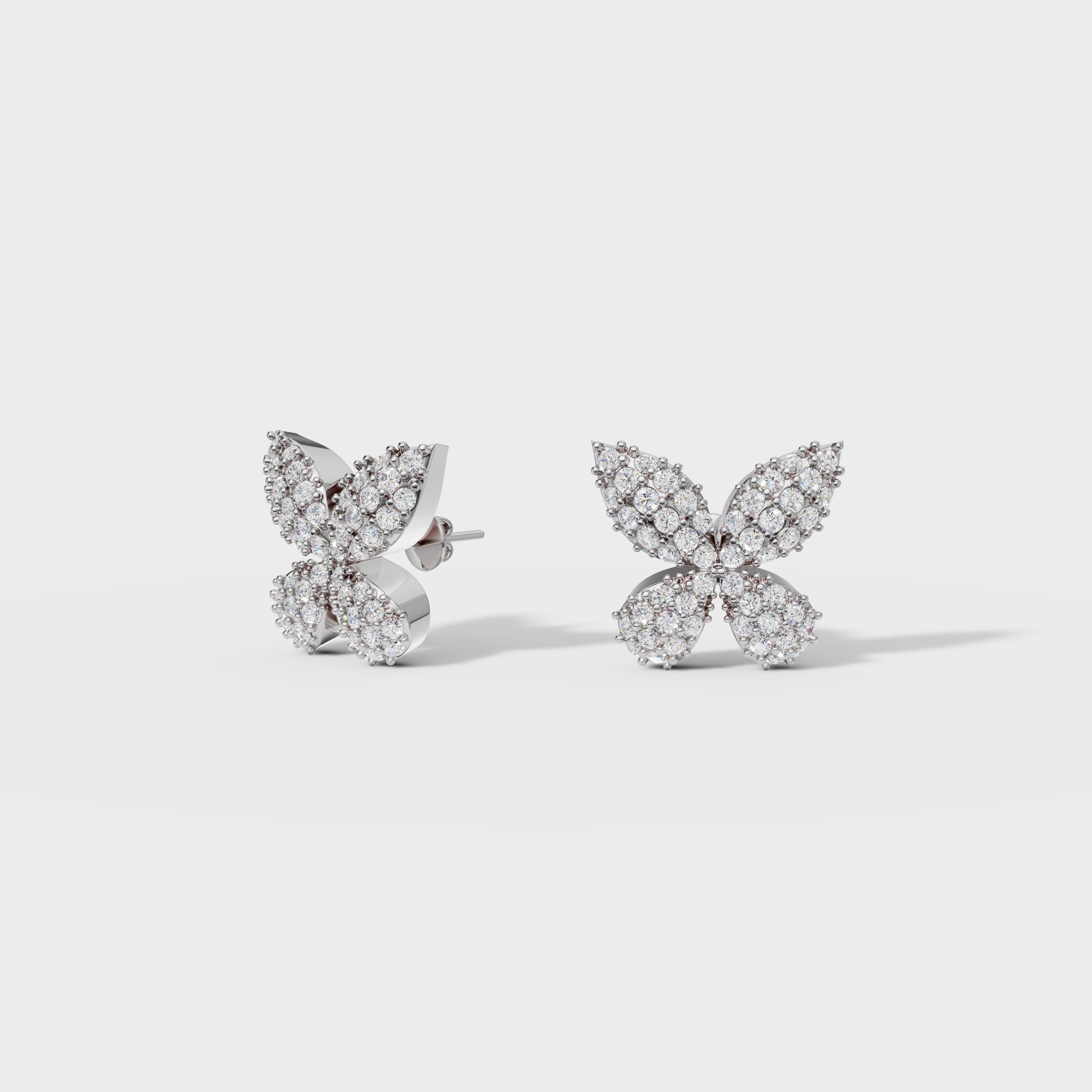 Diamond Pave Butterfly Stud Earrings