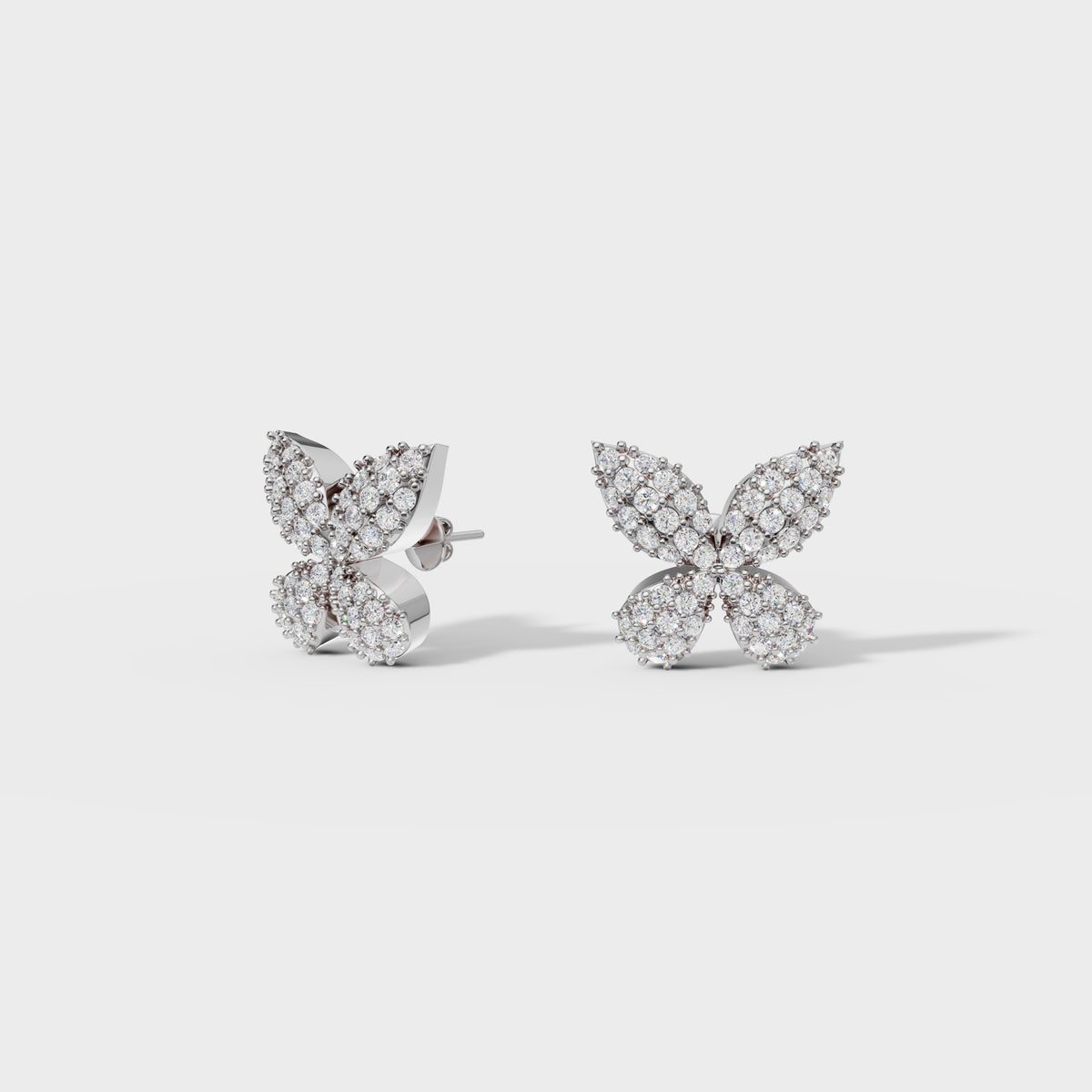 Diamond Pave Butterfly Stud Earrings