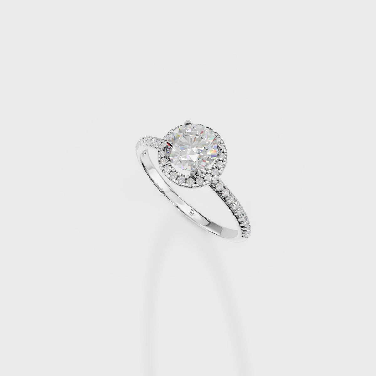 0.70ct Aura Round Cut Diamond Halo Engagement Ring
