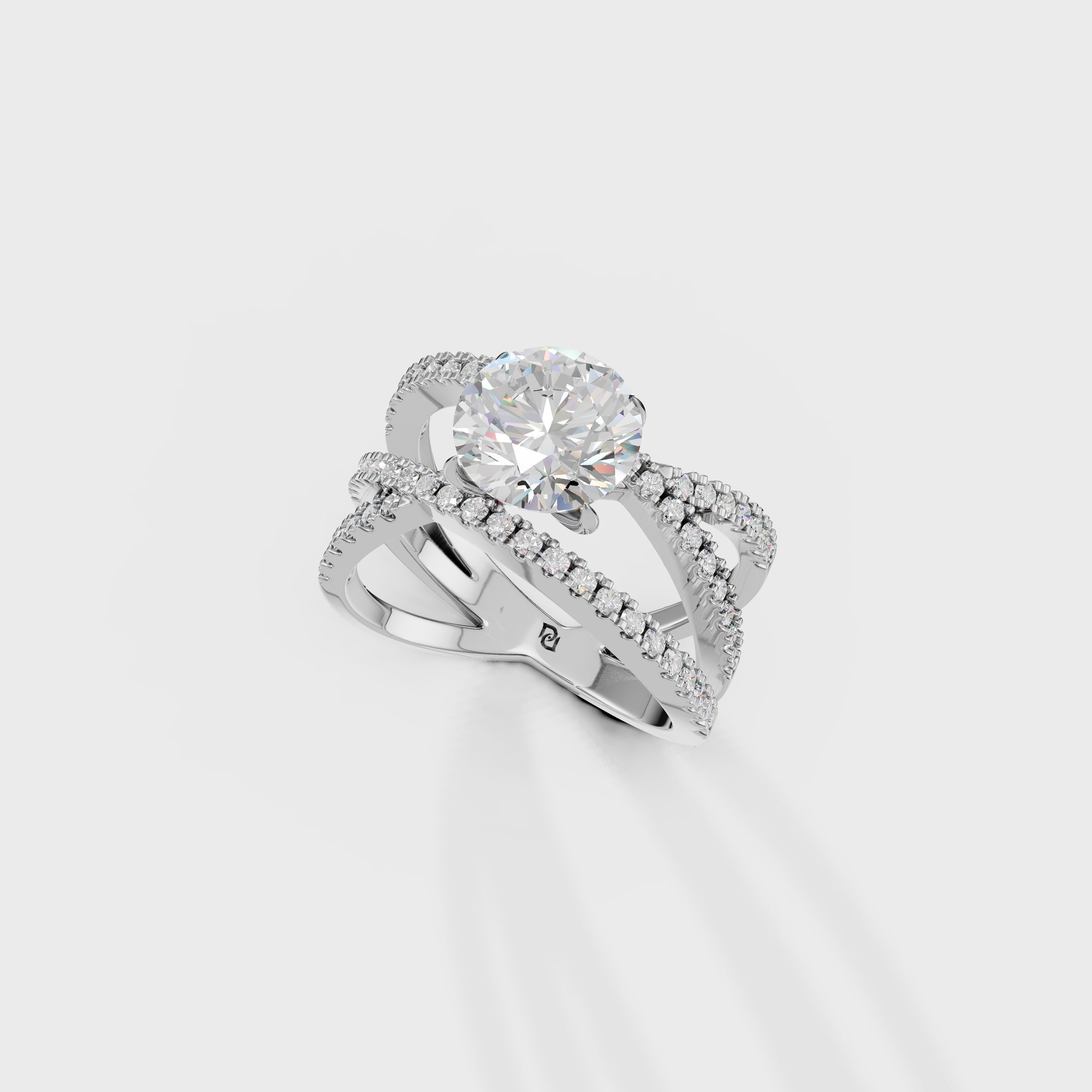 Round Criss Cross Engagement Ring