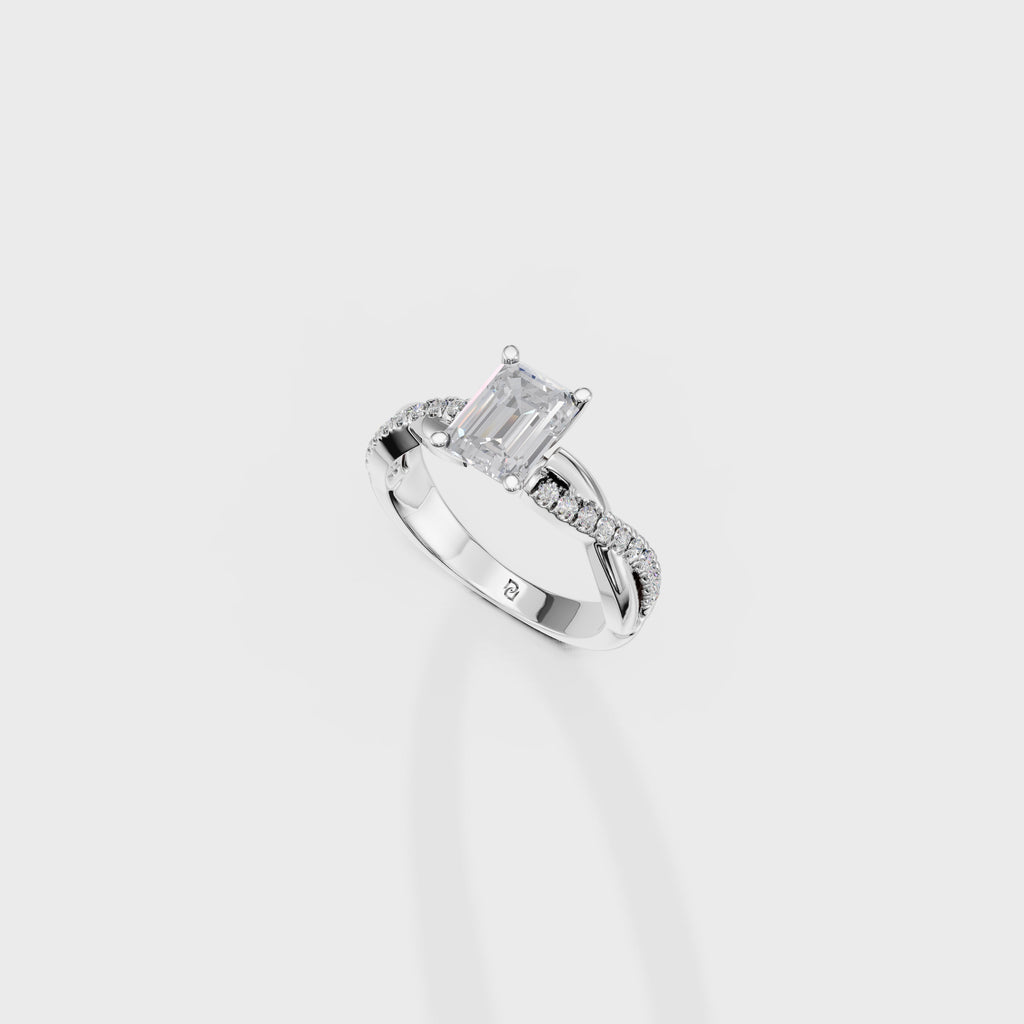 1.50ct Emerald Cut Eternity Twist Ring