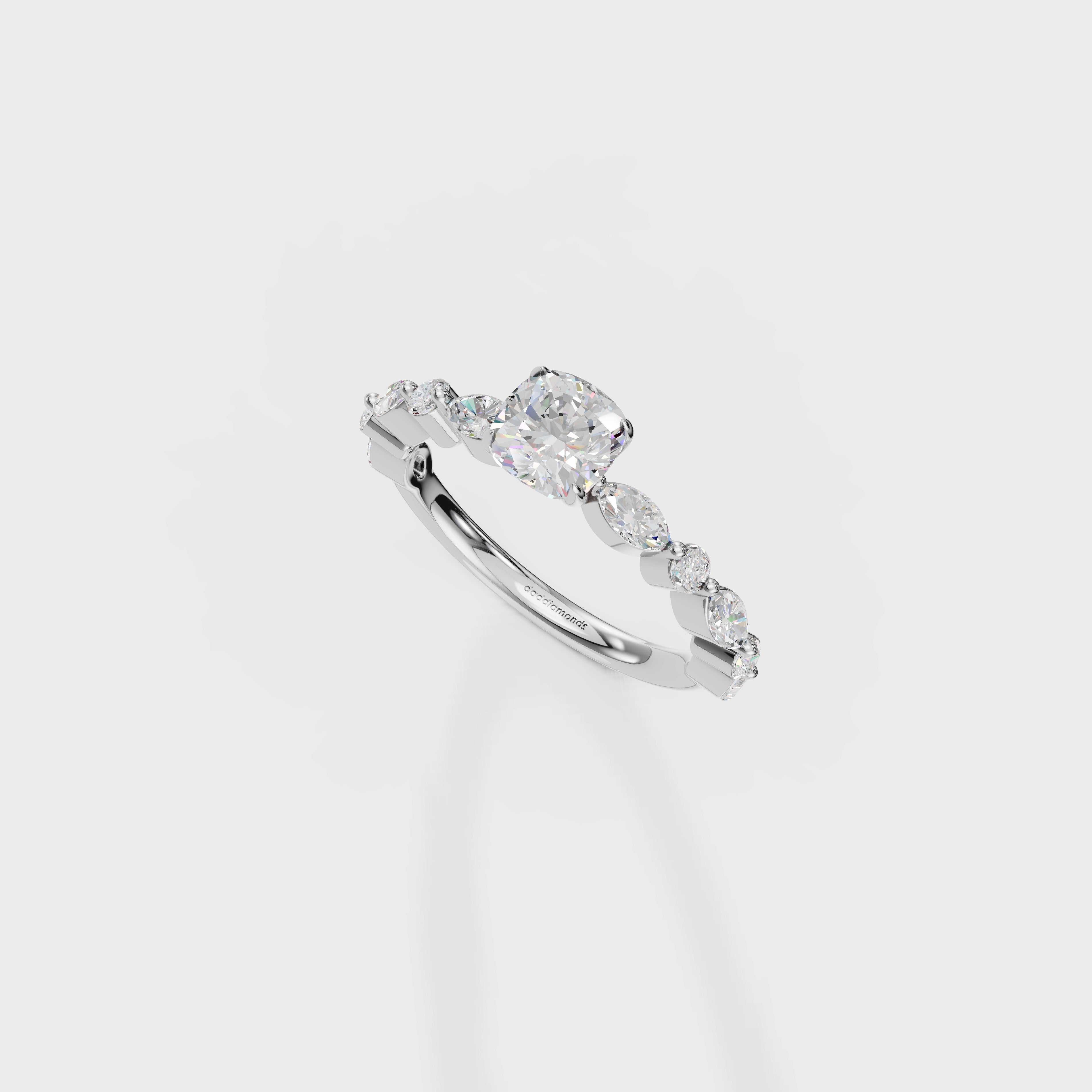0.85ct Royal Cushion Cut Cascade Ring