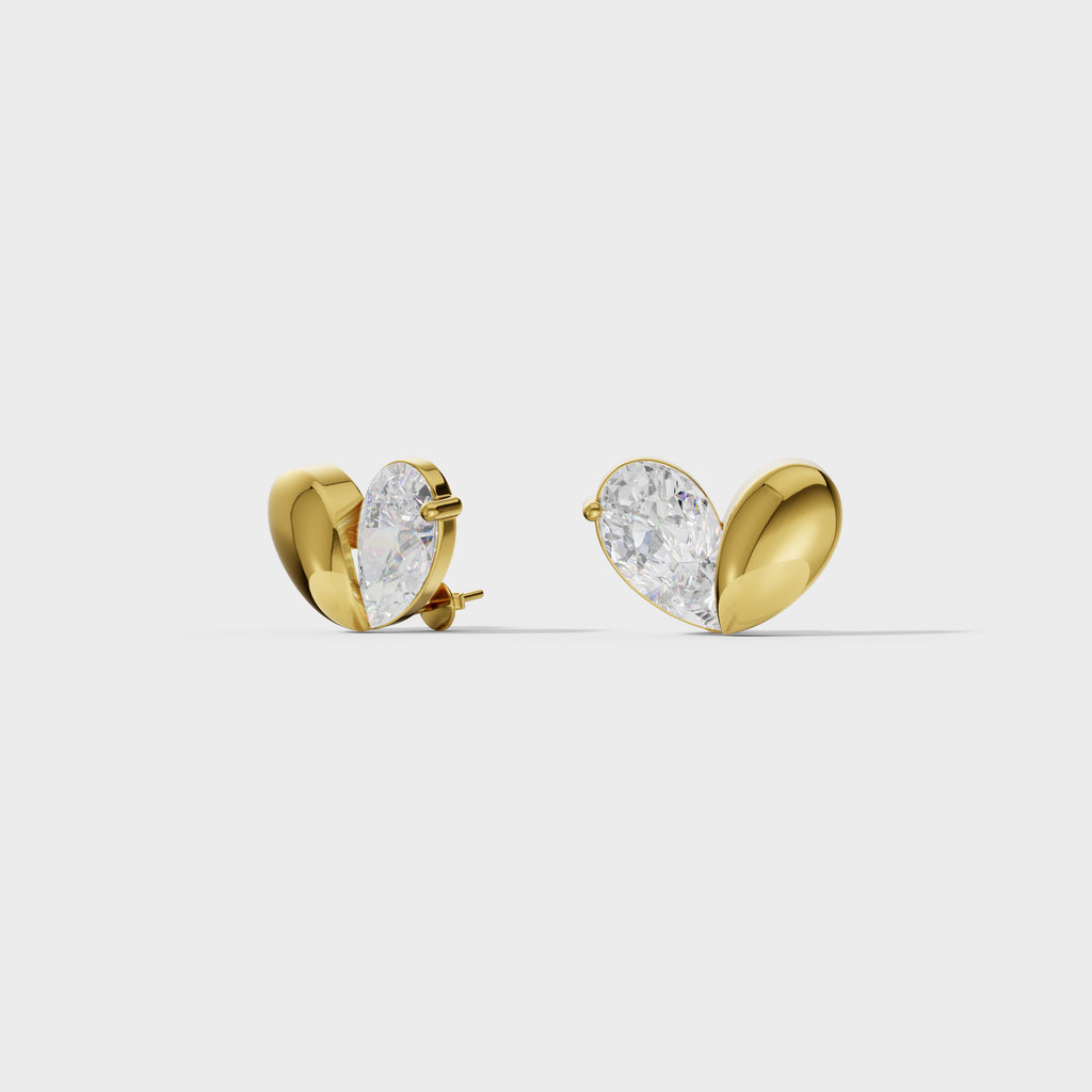 Heart Shaped Diamond Stud Earrings