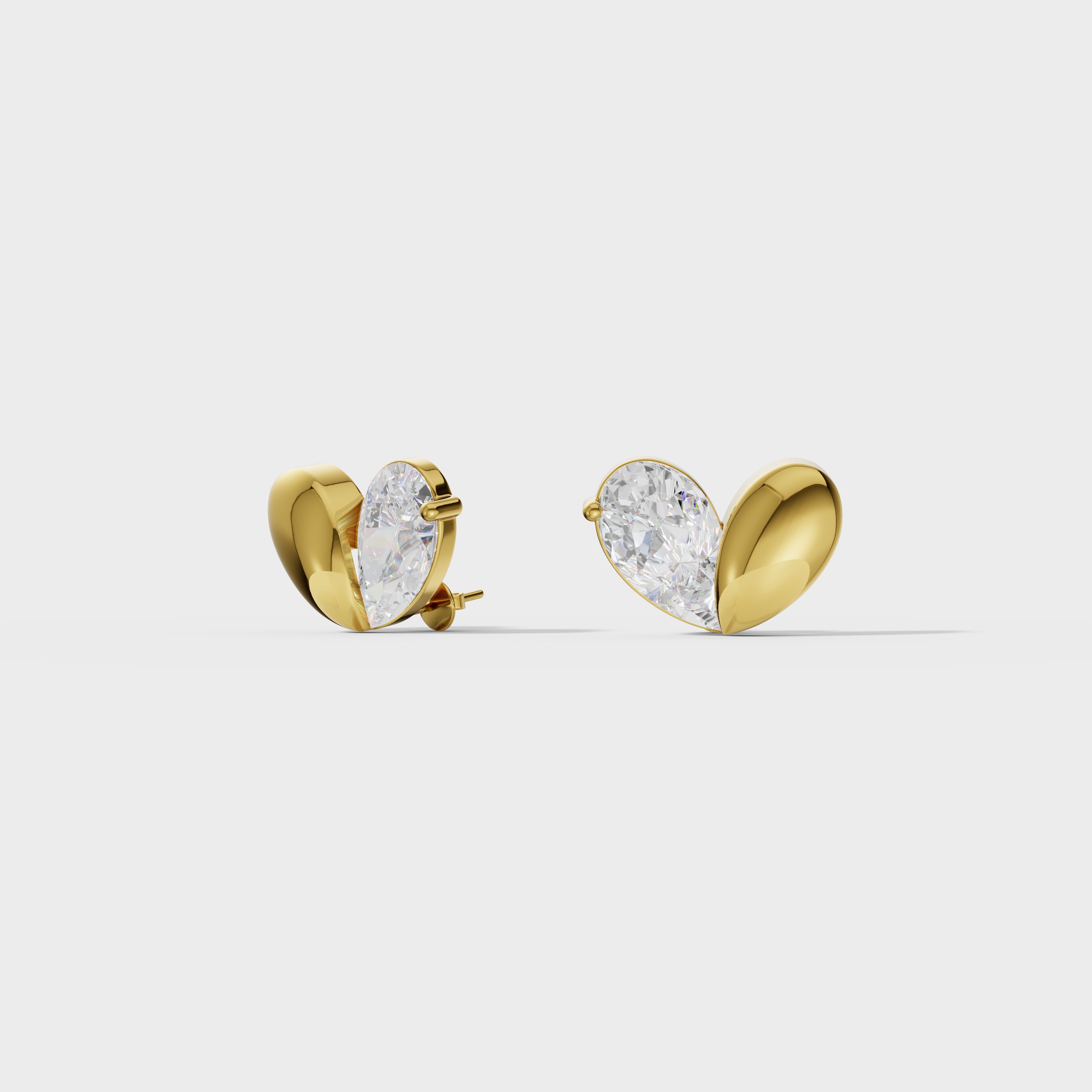Heart Shaped Diamond Stud Earrings