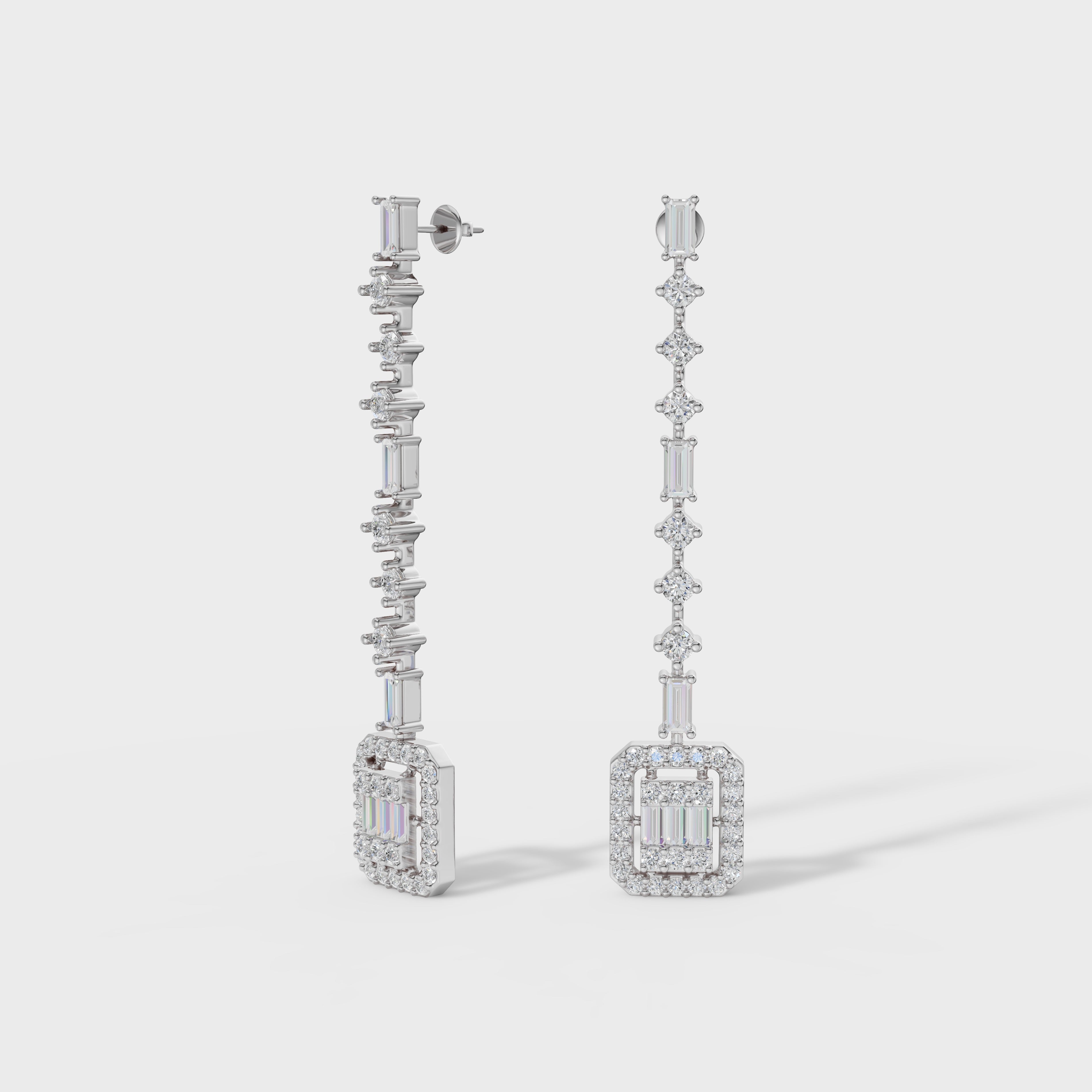 Geometric Diamond Drop Earrings