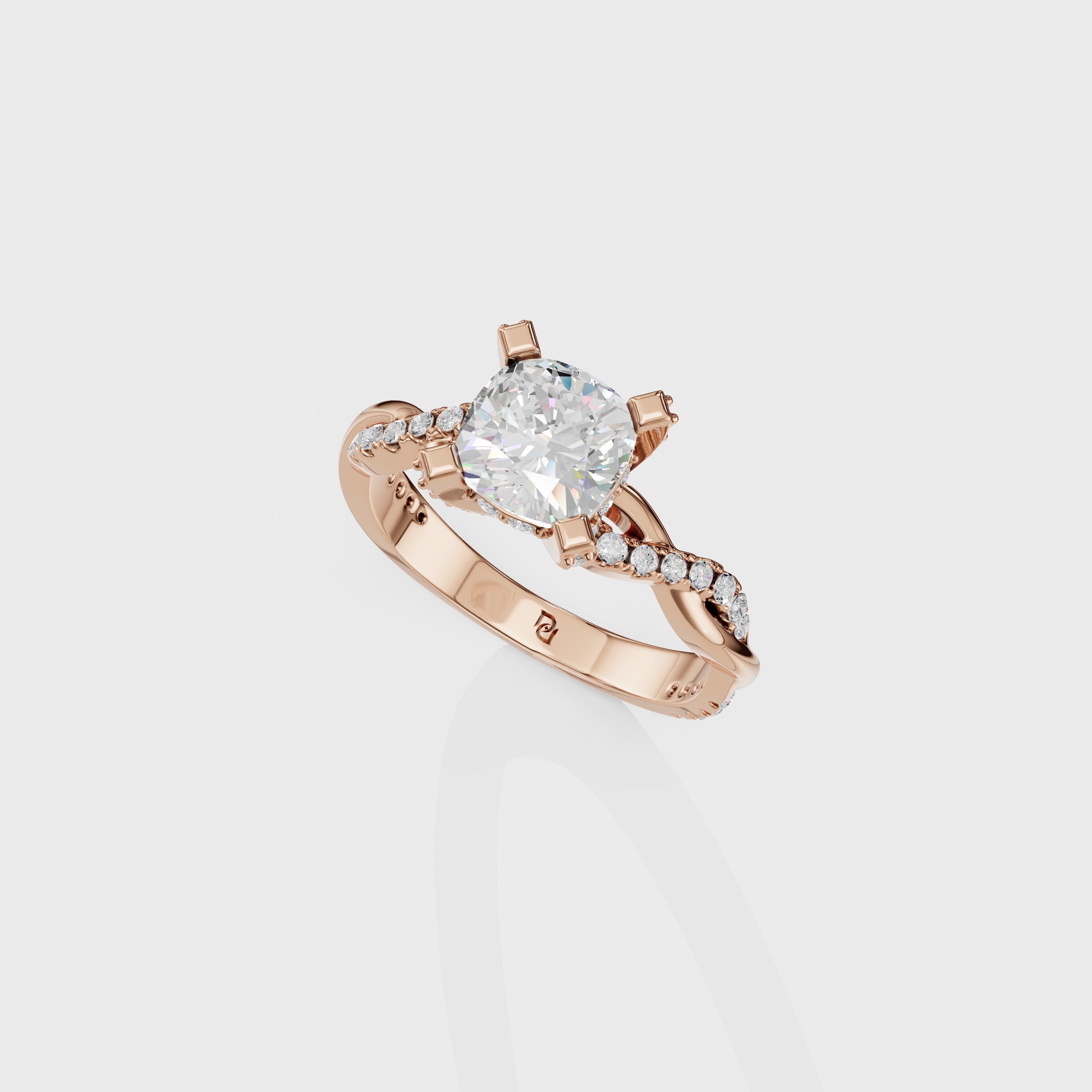 Kelly Cushion Cut Twist Engagement Ring