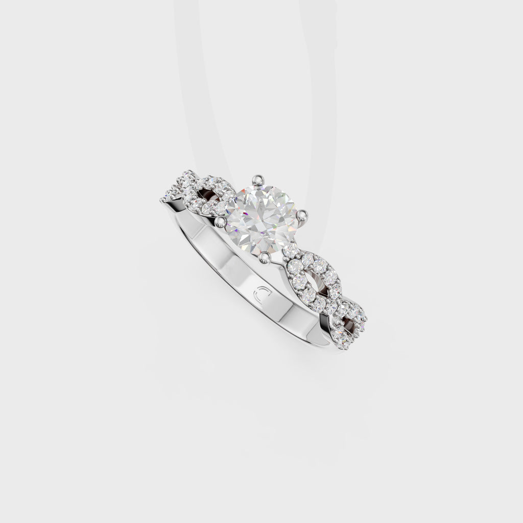 0.45 Round Cut Diamond Pave Twist Engagement Ring