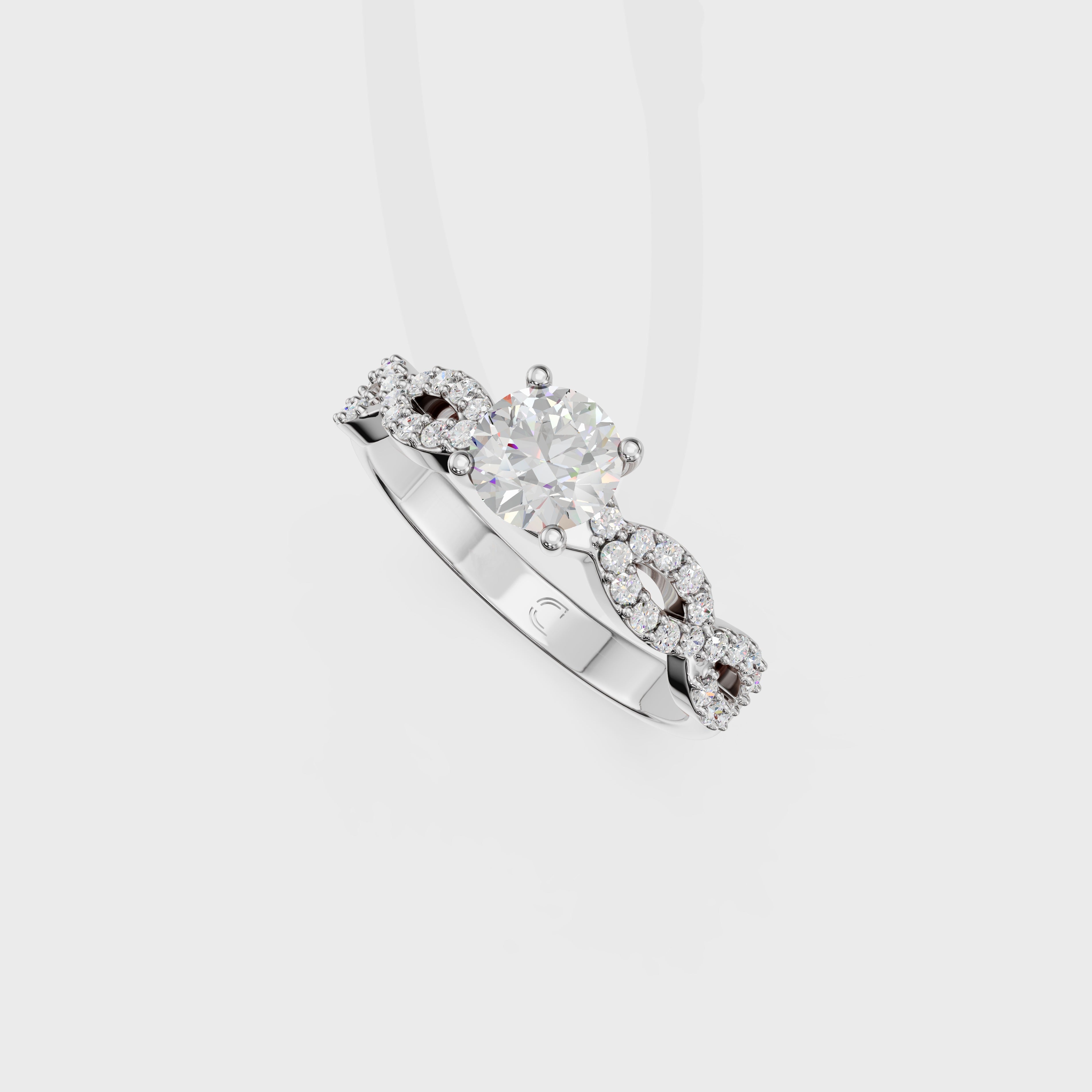 0.45 Round Cut Diamond Pave Twist Engagement Ring
