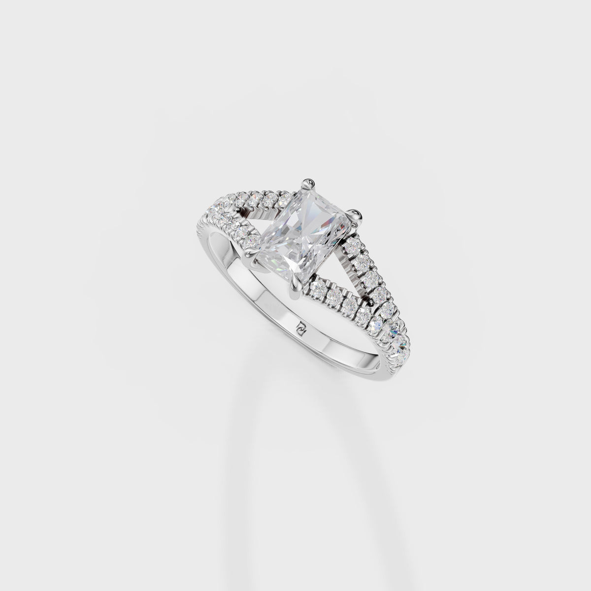1ct Radiant Cut Double Band Engagement Ring