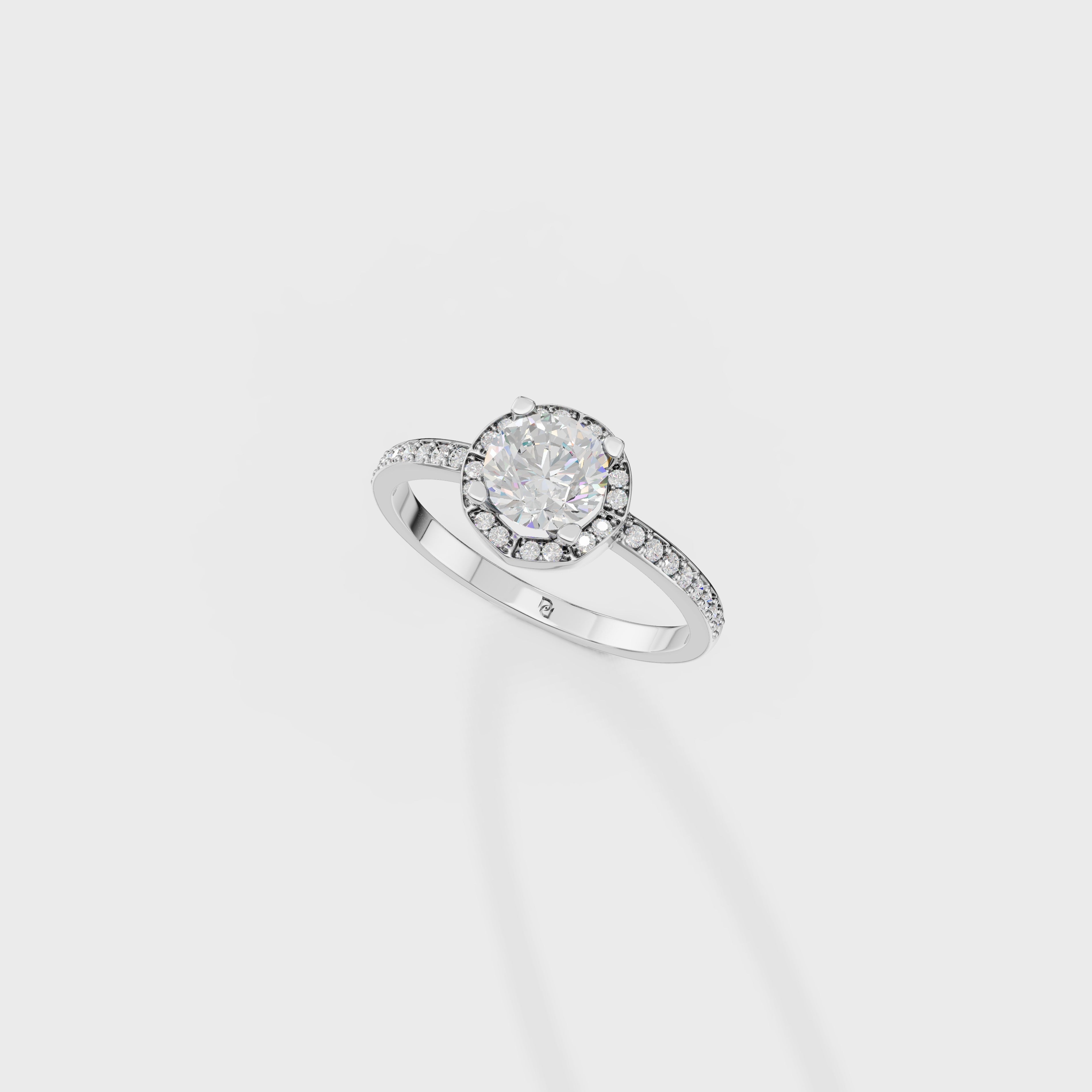 Round Cut Engagement Ring with Channel Set Band
