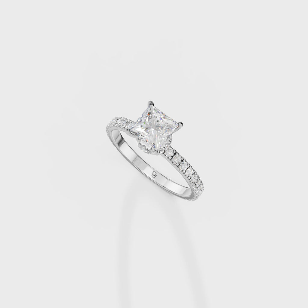 Cathedral Princess Cut Diamond Ring