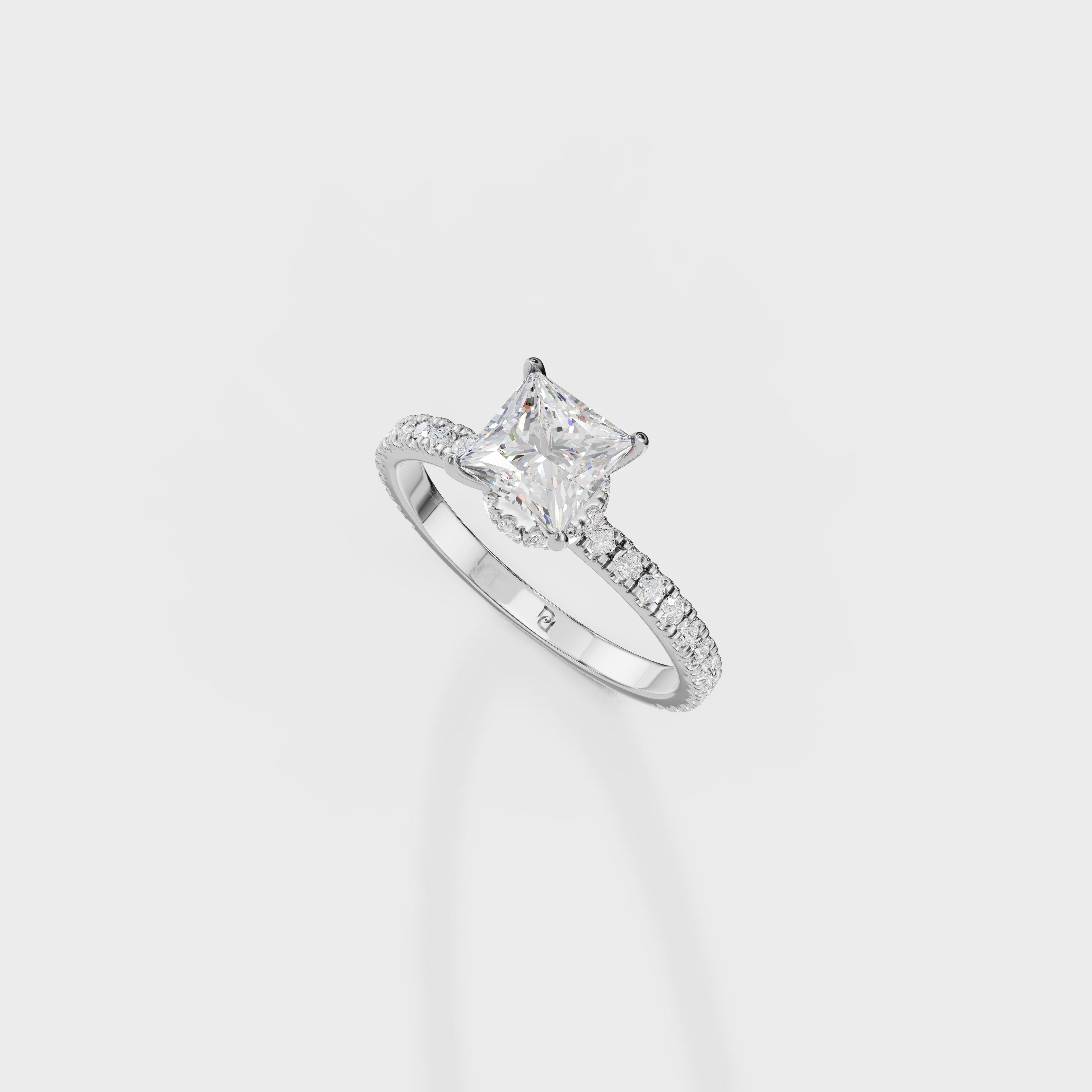 Cathedral Princess Cut Diamond Ring